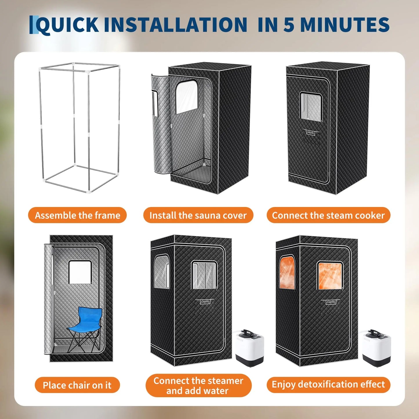 Sauna Box,Portable Sauna for Home with 4L 1500W Steamer,Portable Steam Sauna Tent with Explosion Zroof Zip,99 Mins Timer,Foldable for Home