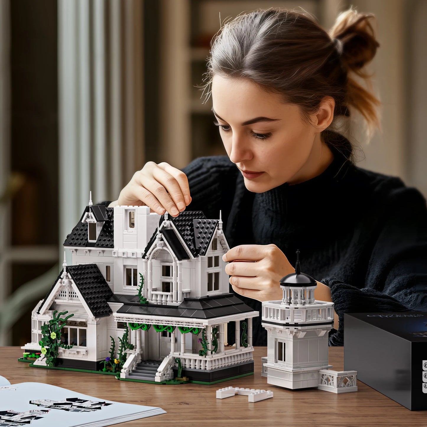 Magic House Building Set Home Decor with LED Light,Owens House Blocks Model Room Decoration Gift for Adults (1877PCS)