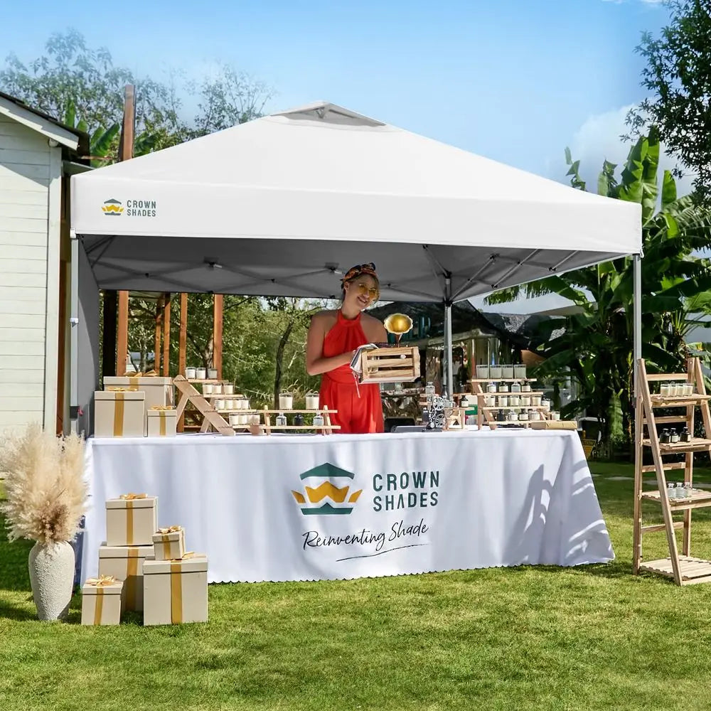 10x10 Pop Up Canopy with 1 Side Wall Beach Tent with One Push Setup Outdoor Sun Shade for Events, Parties, Camping Gazebo with