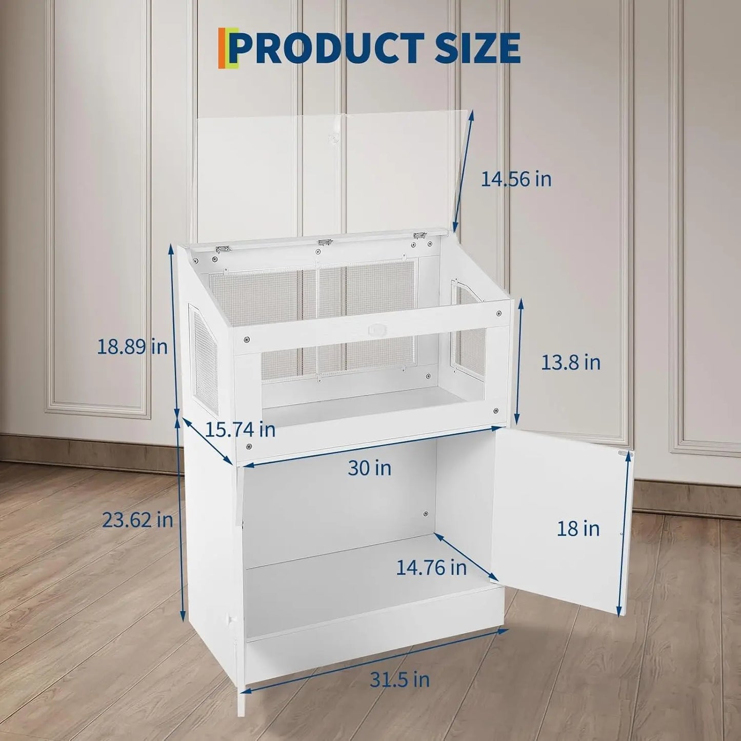 Large Acrylic Small Animal Cage With Storage Cabinet Pet Habitat For Hamster Guinea Pig Rat Hedgehog Easy Clean & Ventilated