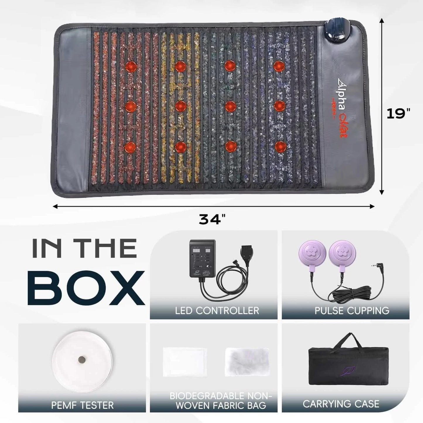 Luxuryade A800 Infrared BIO Pemf Cushion Heating Photon Red Light Amethyst Therapy Mat Tourmaline Massage Jade Mattress