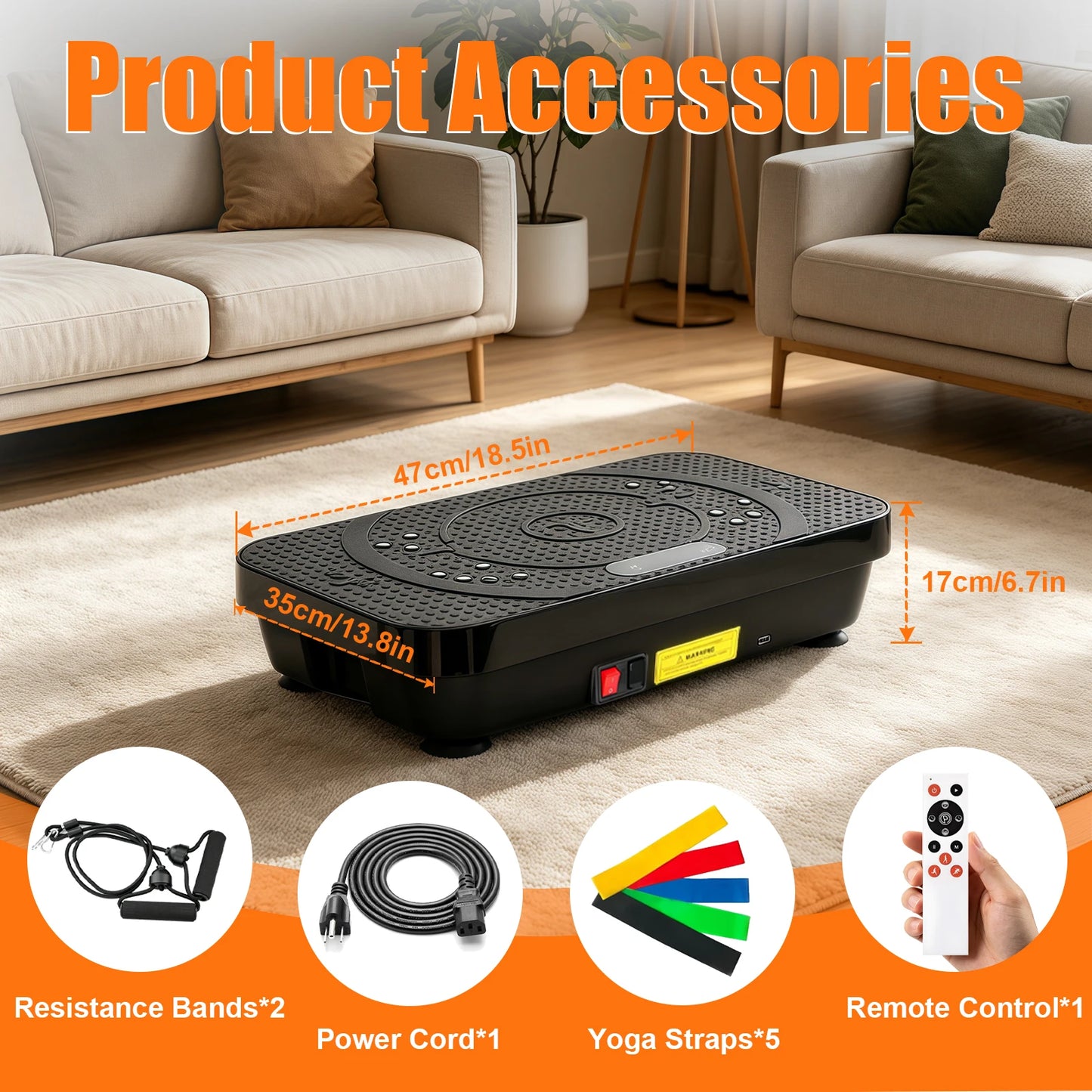 Vibration Plate Exercise Machine Home Fitness Machine Bluetooth for Weight Loss & Full Body Shaping High-Frequency for Fat Burning & Toning 10 Auto 200 Manual Speed Settings Includes Resistance Bands & Yoga Straps Shaker Adju