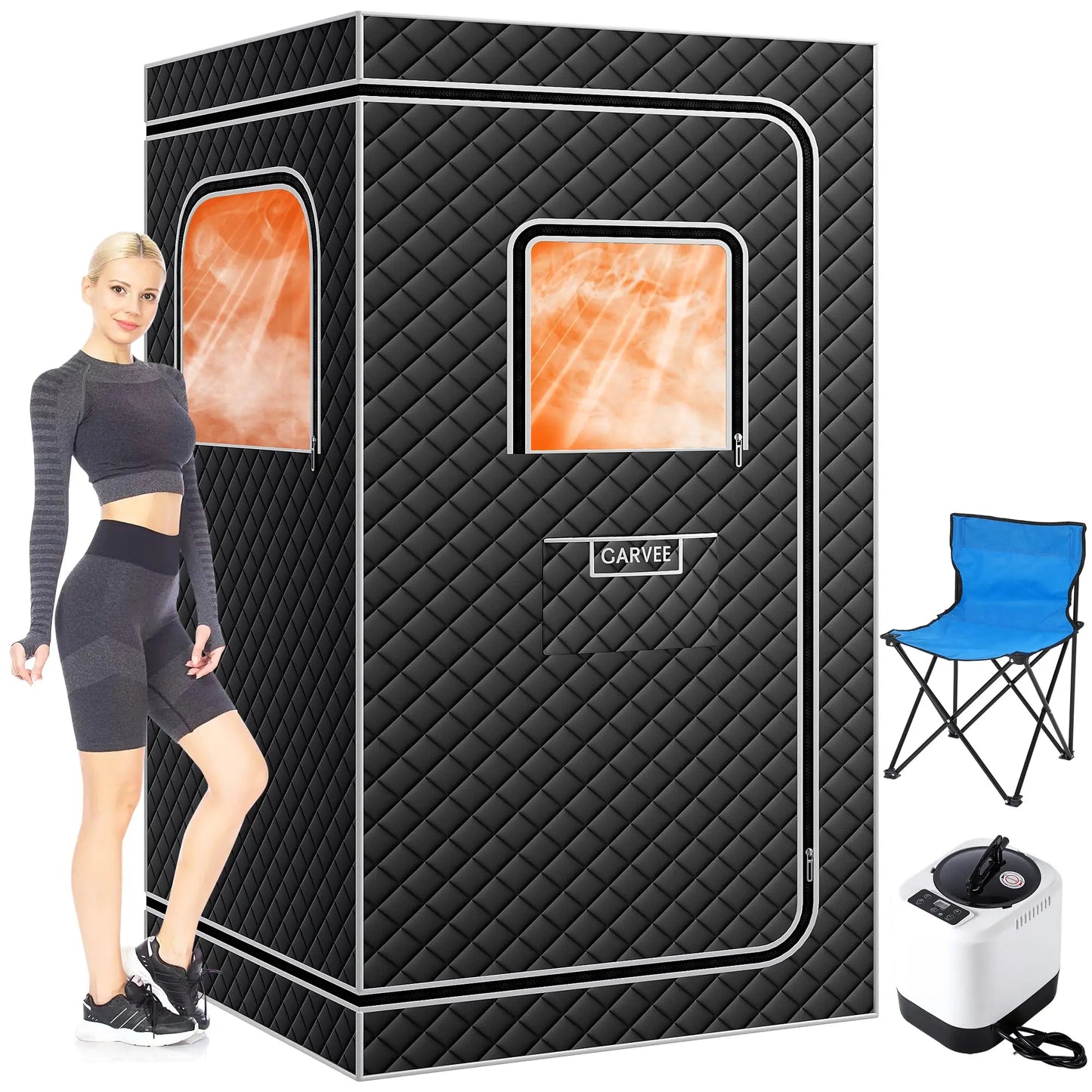 Sauna Box,Portable Sauna for Home with 4L 1500W Steamer,Portable Steam Sauna Tent with Explosion Zroof Zip,99 Mins Timer,Foldable for Home