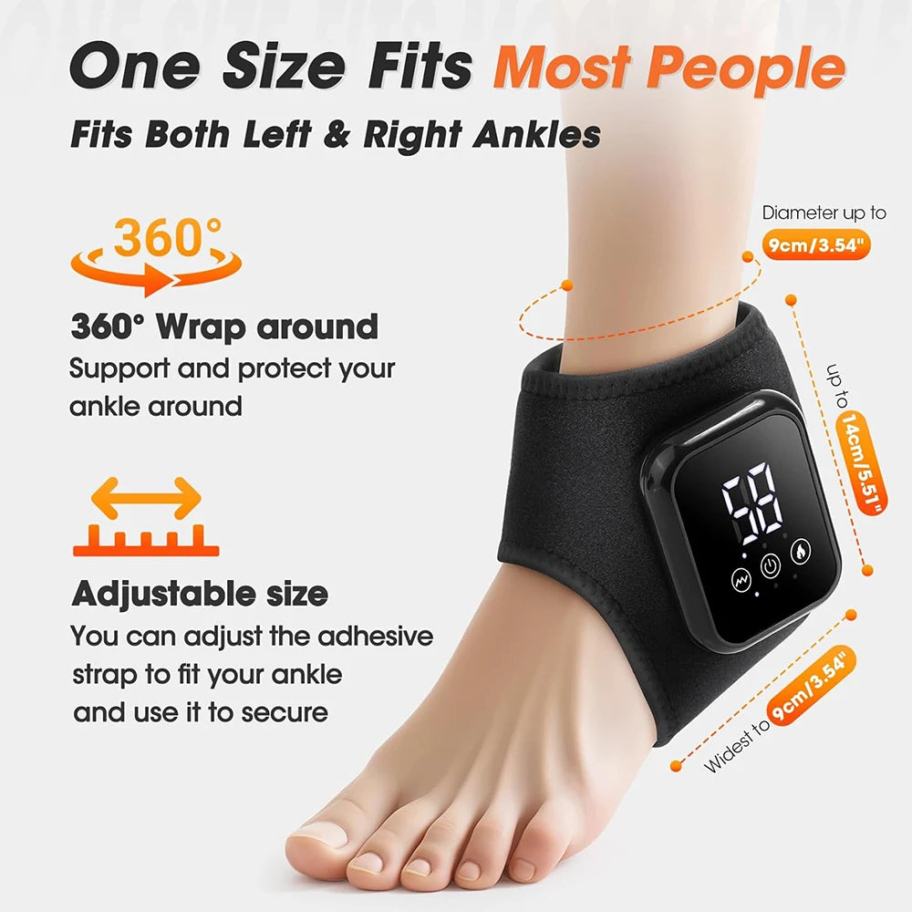 2pcs 3 Heating Levels Heated Ankle Brace with Vibration, USB Rechargeable Foot Heating Pad for Foot Massager, 3 Vibration Modes