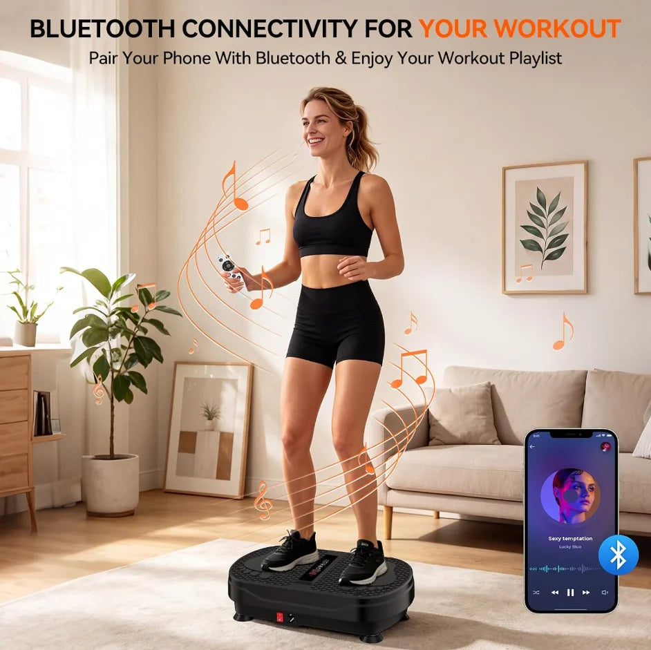 Vibration Plate Exercise Machine Whole Body Vibration Platform Fat Burning Weight Loss Slimming Shaker Machine Remote Control Adjustable Speed Home Fitness Body Shaping Equipment With Resistance Bands & Elastic Bands