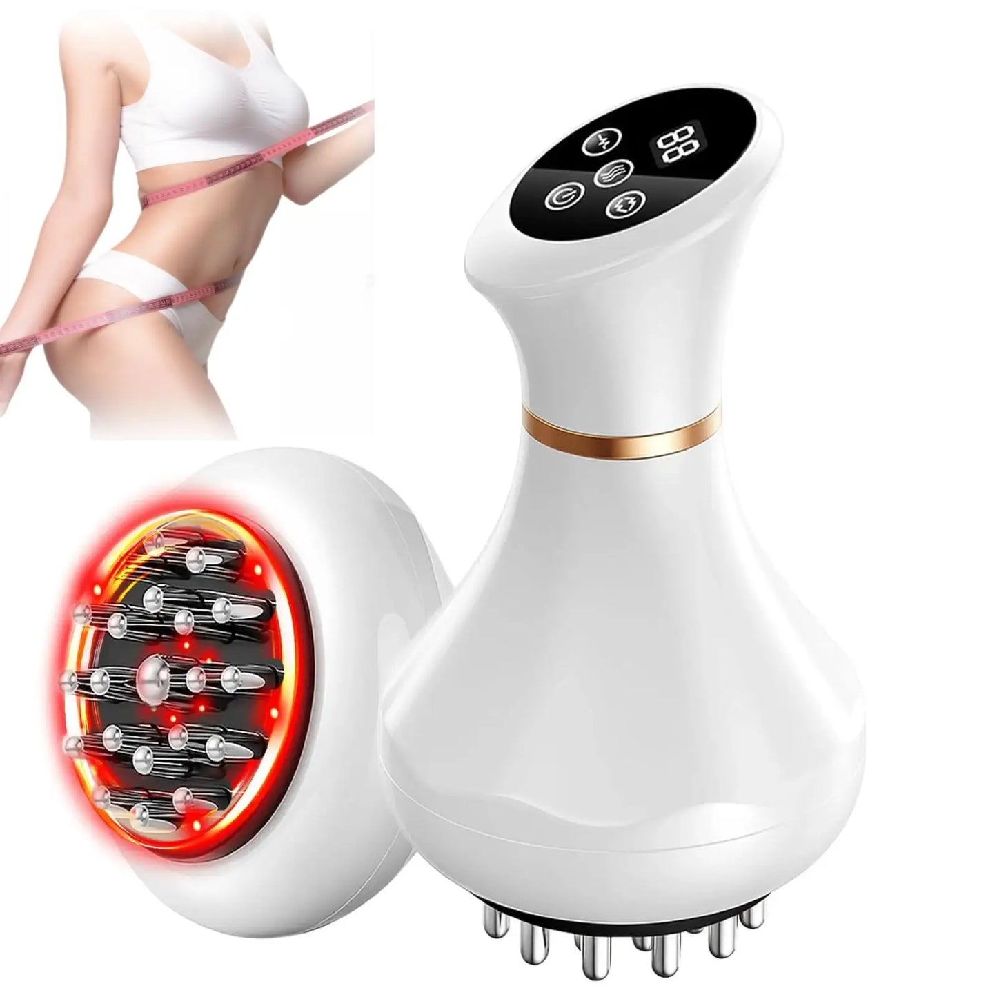 Lymphatic Drainage Massager Anti Cellulite Body Sculpting Machine for Stretch Marks Hot Compress Heating Vibration Pulse LED Light Therapy Belly Fat Burner Weight Loss Skin Tightening Slimming Device Electric Massager Pain Re