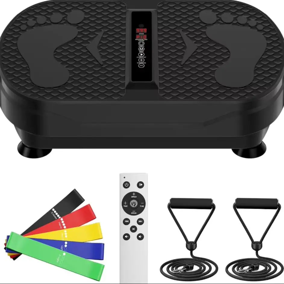 Vibration Plate Exercise Machine Whole Body Vibration Platform Fat Burning Weight Loss Slimming Shaker Machine Remote Control Adjustable Speed Home Fitness Body Shaping Equipment With Resistance Bands & Elastic Bands