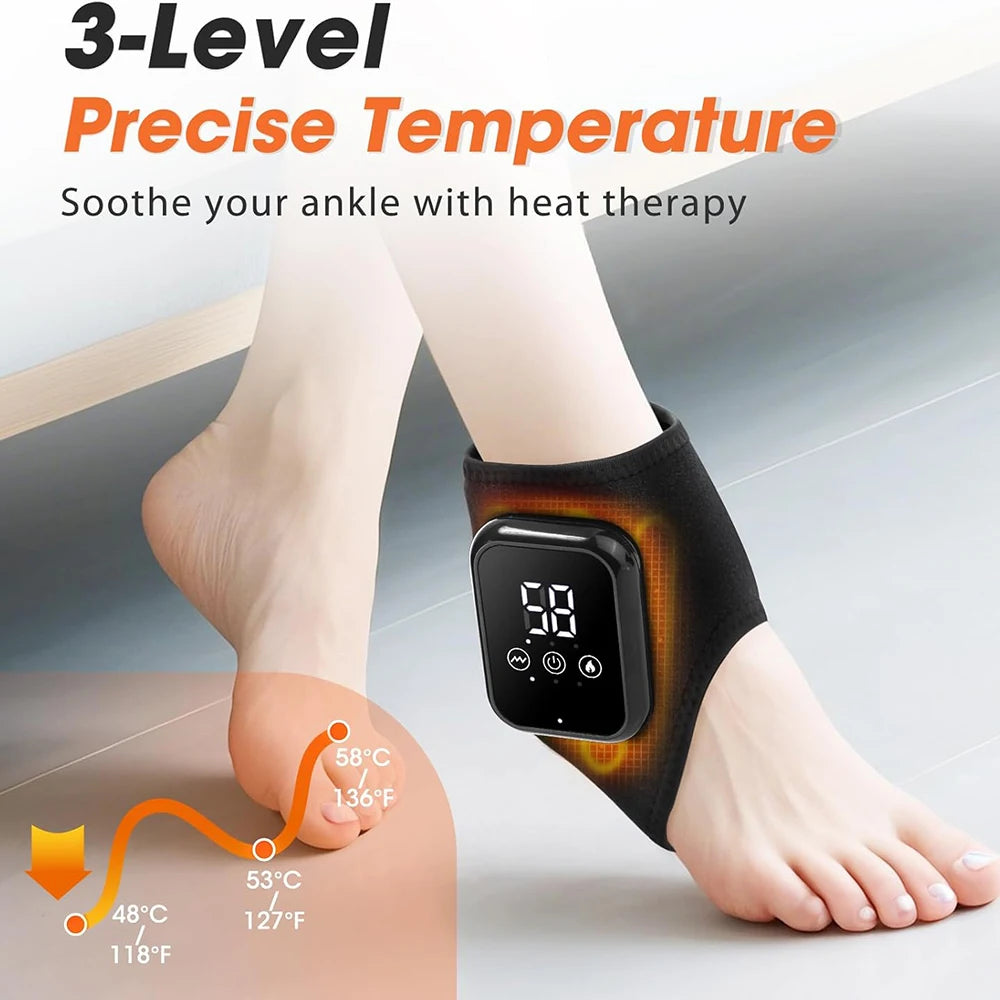 2pcs 3 Heating Levels Heated Ankle Brace with Vibration, USB Rechargeable Foot Heating Pad for Foot Massager, 3 Vibration Modes