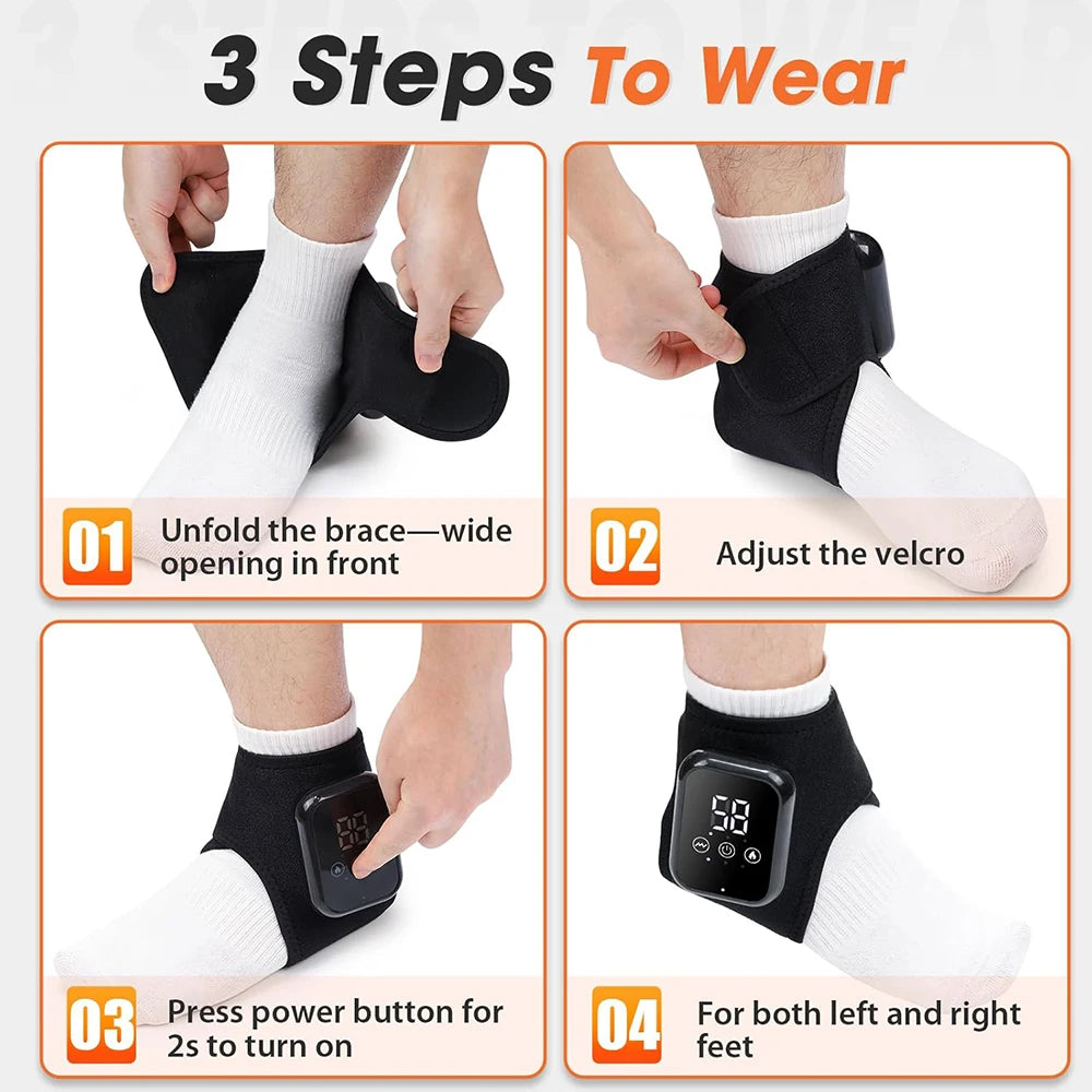 2pcs 3 Heating Levels Heated Ankle Brace with Vibration, USB Rechargeable Foot Heating Pad for Foot Massager, 3 Vibration Modes