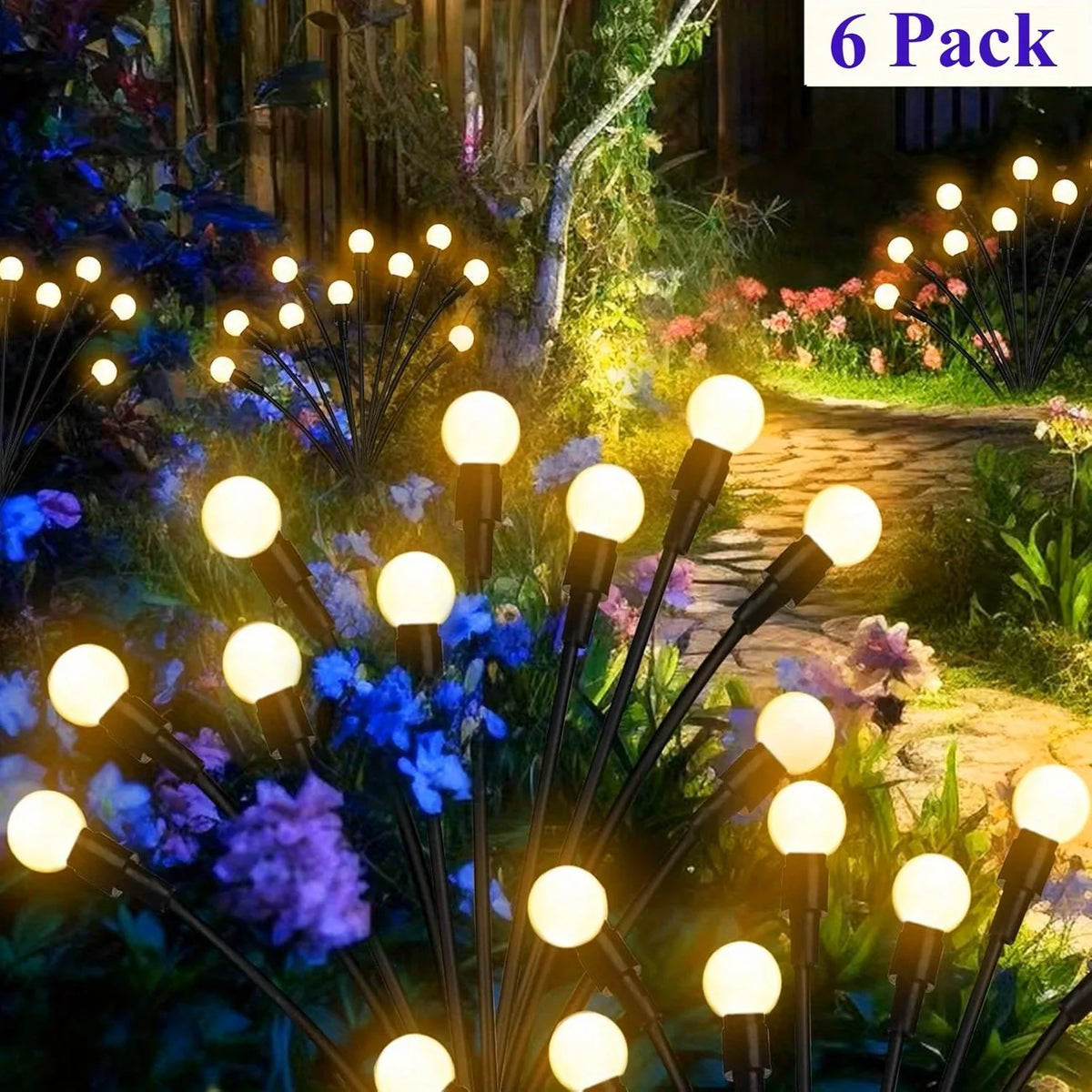 2026 Upgraded Solar Lights Outdoor, 8 Pack Solar Garden Lights with 2 Modes, Firefly Lights Outdoor Waterproof, Sway by Wind, Twinkle Firefly Light for Yard Patio Path Garden Decoration (Warm White)