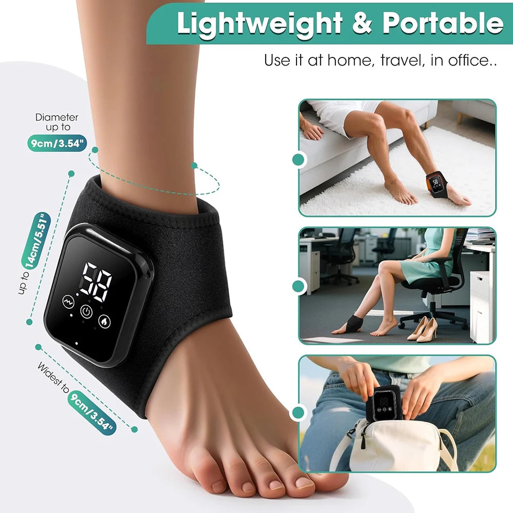 2pcs 3 Heating Levels Heated Ankle Brace with Vibration, USB Rechargeable Foot Heating Pad for Foot Massager, 3 Vibration Modes