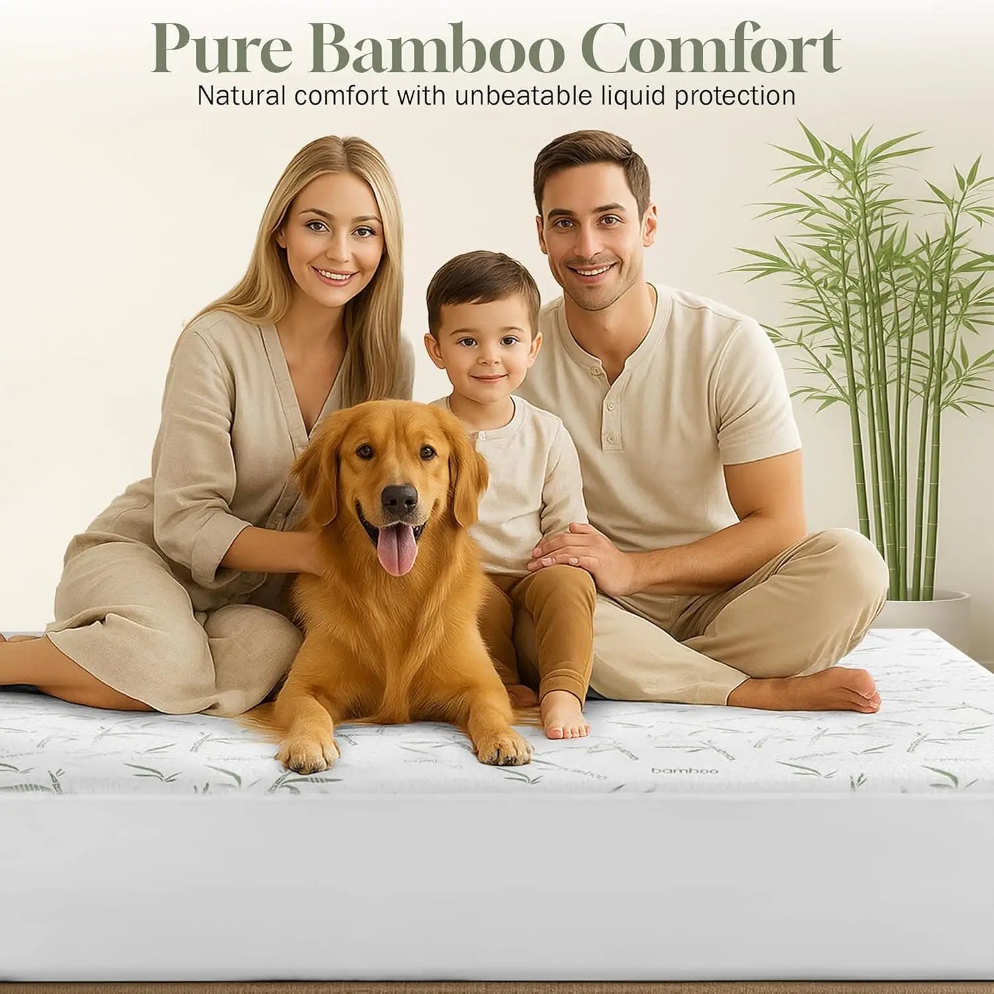 Mattress Protector, 100% Waterproof & Ultra-Tech Cooling Rayon dervied from Bamboo Viscose - Fitted Sheet Style, Deep Pocket
