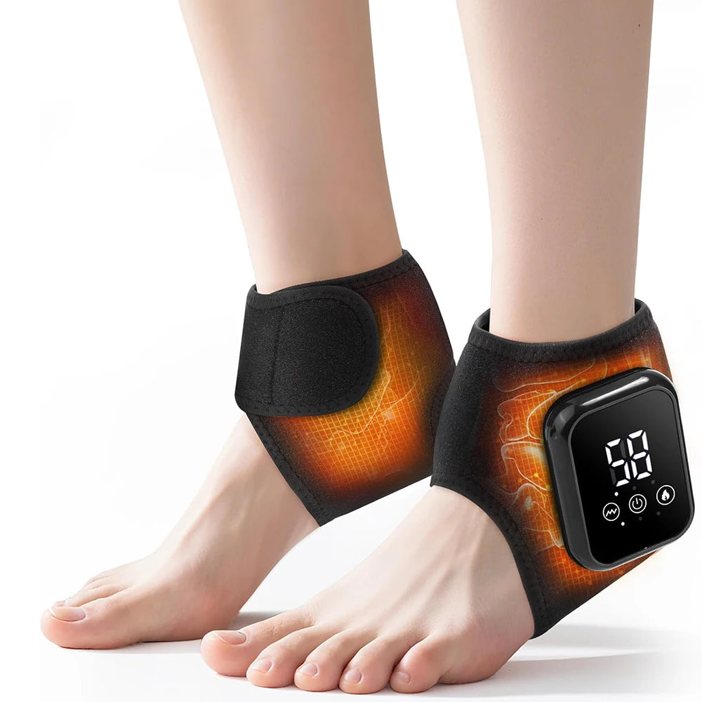2pcs 3 Heating Levels Heated Ankle Brace with Vibration, USB Rechargeable Foot Heating Pad for Foot Massager, 3 Vibration Modes