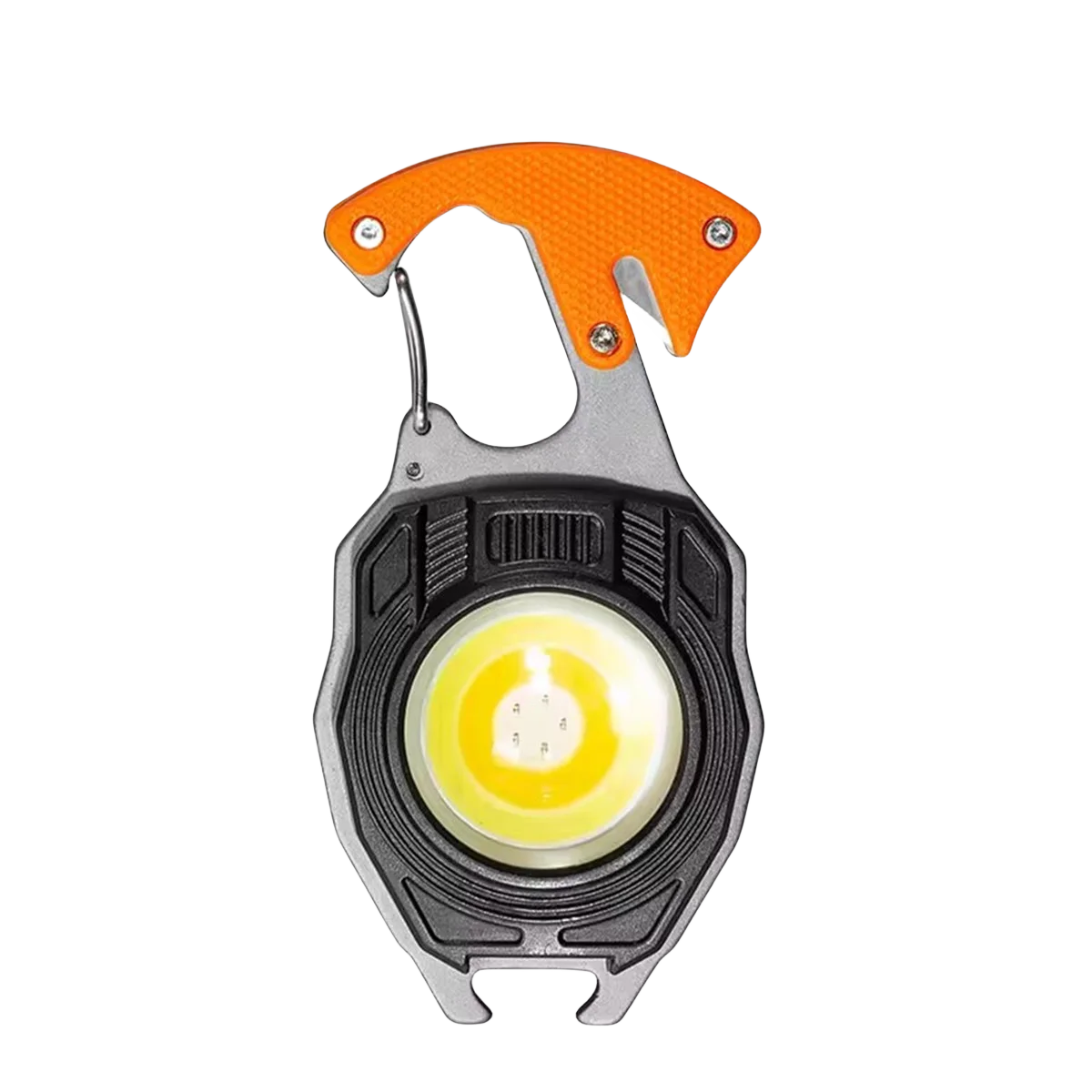 Multi-functional keychain flashlight, mini tool, bottle opener for outdoor camping and hiking, life whistle, multi light mode po