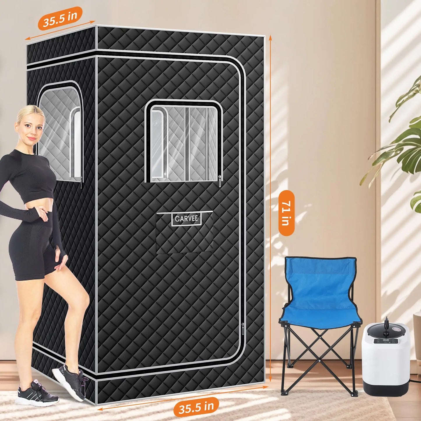 Sauna Box,Portable Sauna for Home with 4L 1500W Steamer,Portable Steam Sauna Tent with Explosion Zroof Zip,99 Mins Timer,Foldable for Home