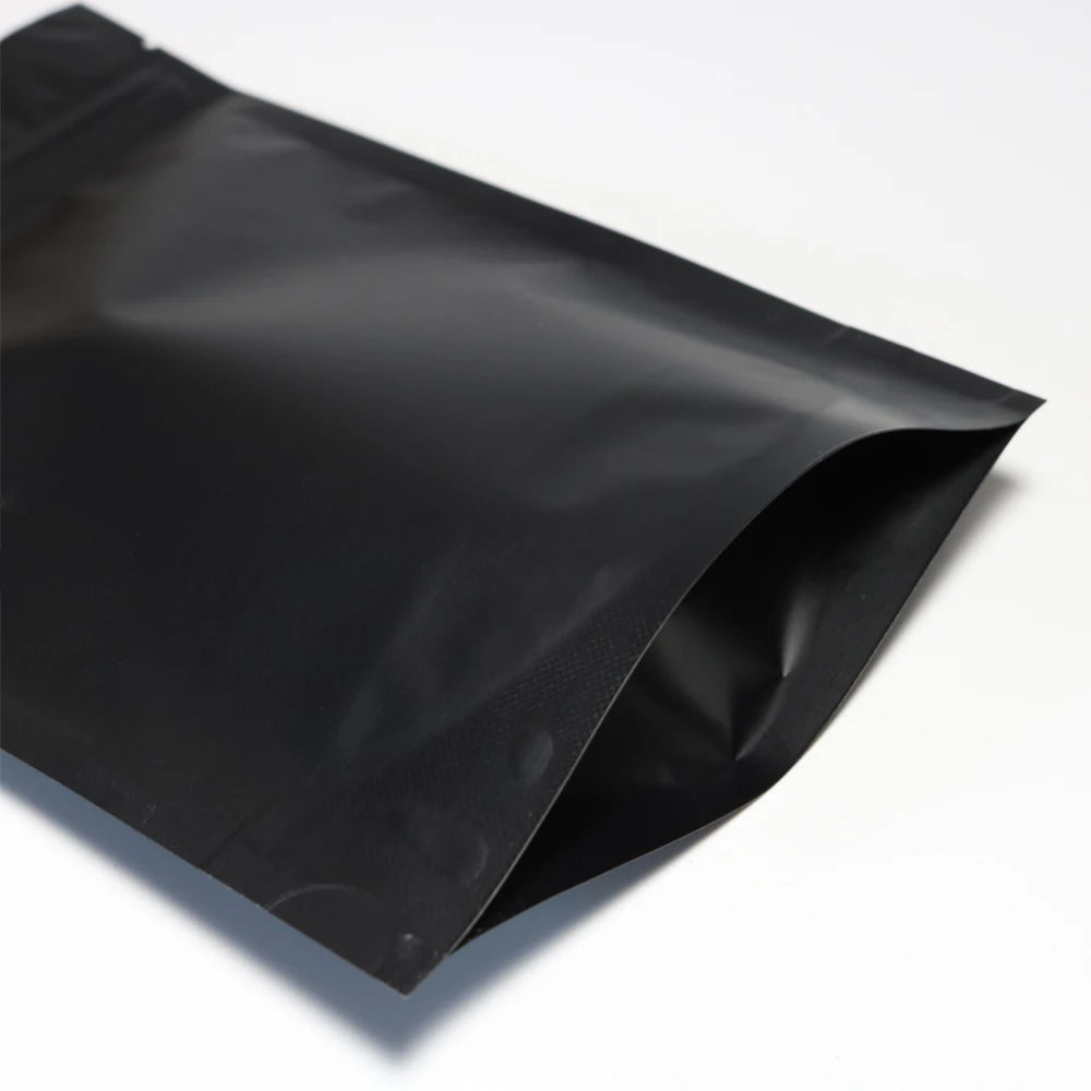 100pcs Premium Matte Black Stand Up Mylar Bags, Aluminum Foil Lined Smell Proof Ziplock Pouches - Best for Coffee & Food Storage