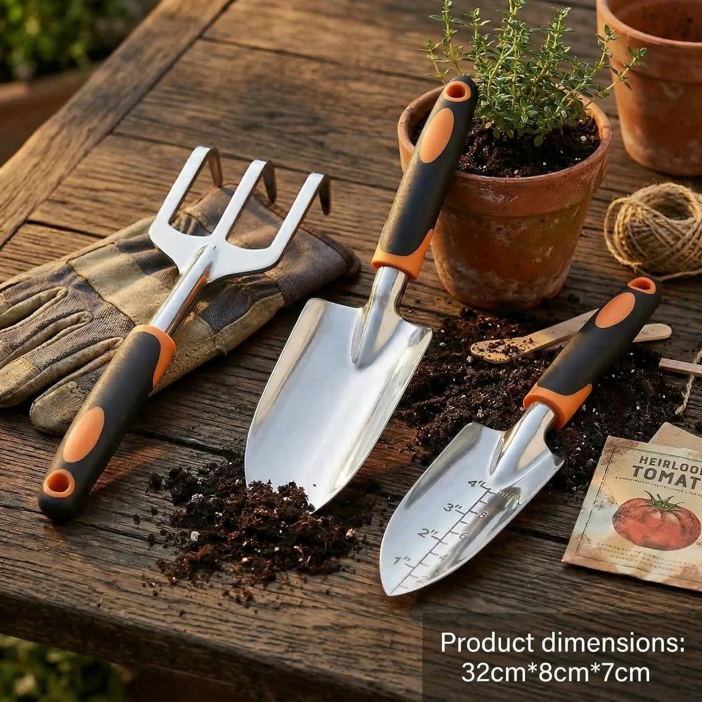 Precise Control Gardening Tools Set - 3-Piece Magnesium-aluminum alloy Hand Trowel, Ergonomic Handles for Weeding & Planting