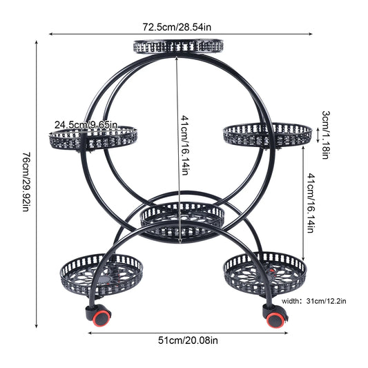 Metal Plant Stands 6 Pots Plants Flower Stand for Patio Garden Living Room Corner Balcony Bedroom Black / White