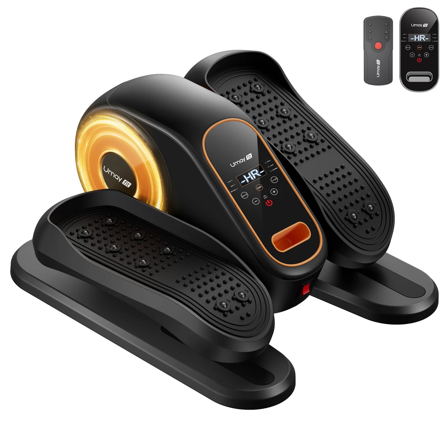 UMAY Compact Under-Desk Electric Elliptical Machine 12 Speed Forward Reverse Remote Control Auto Manual Modes for Home Office