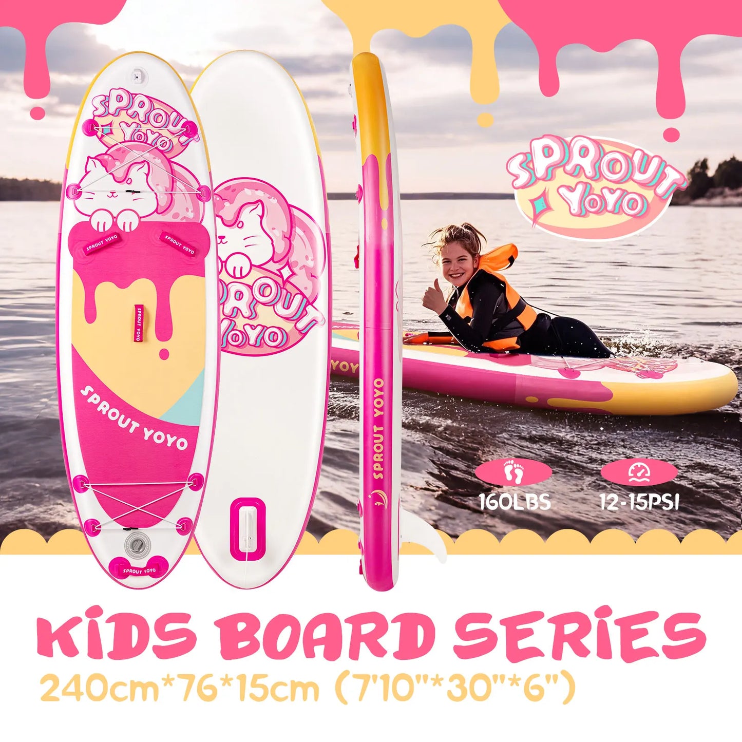 Spatium Kids Stand Up Paddle Board with Inflatable SUP Accessories, Wide Stable Design, Inflatable Paddle Board for Kid & Youth