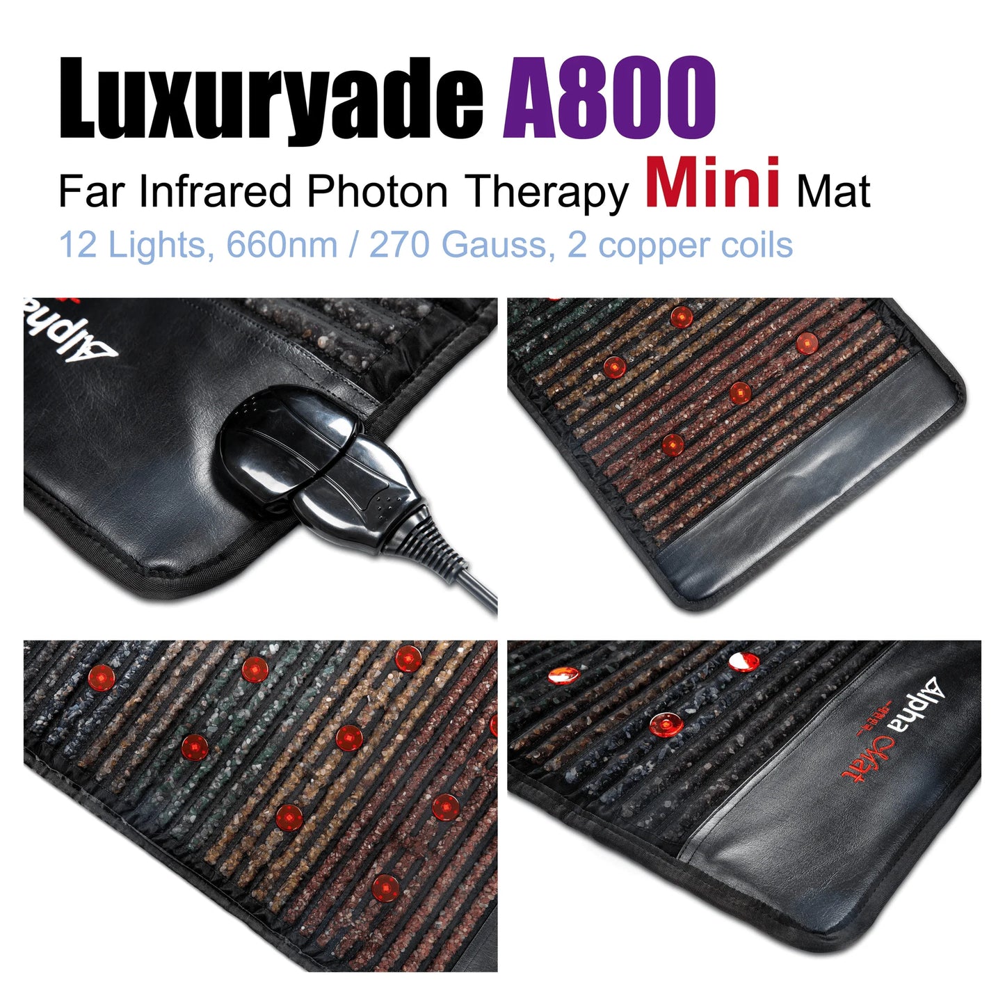 Luxuryade A800 Infrared BIO Pemf Cushion Heating Photon Red Light Amethyst Therapy Mat Tourmaline Massage Jade Mattress