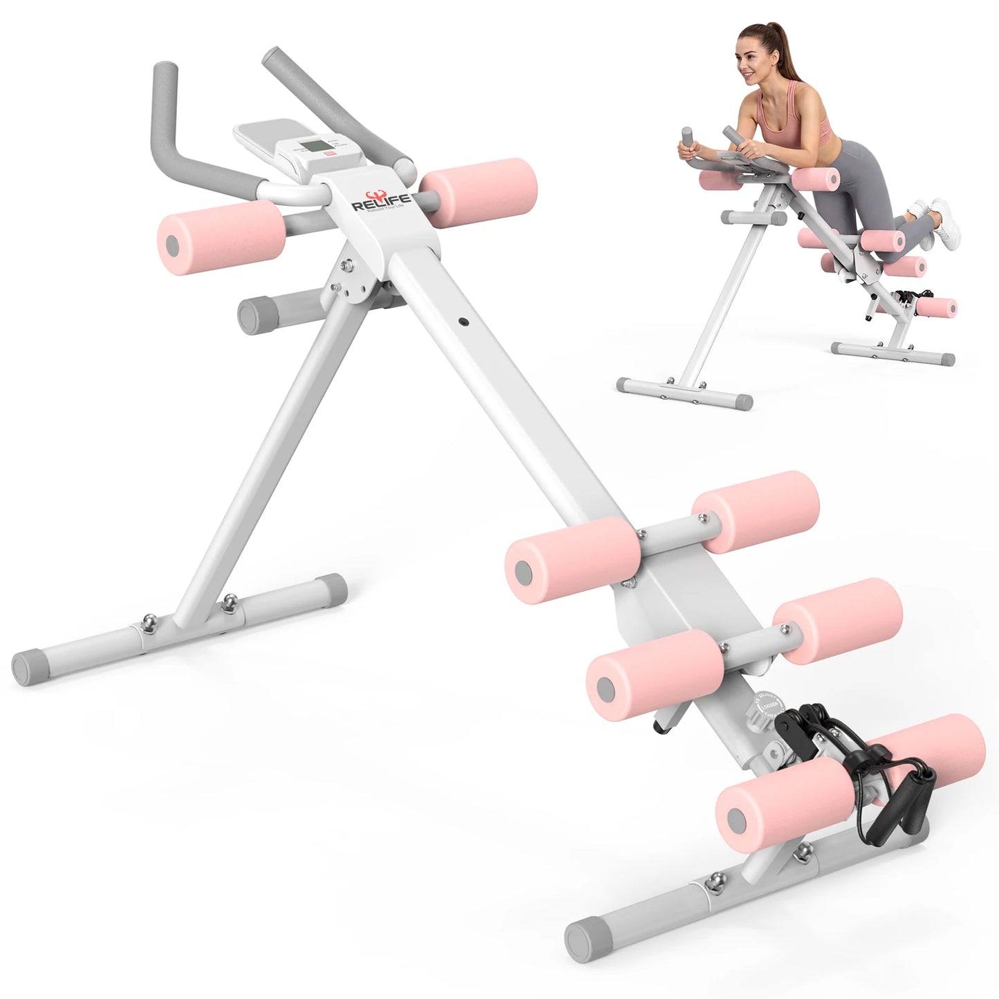 5 in 1 Adjustable Ab Trainer with Resistance Bands Multifunctional Core Training Equipment Foldable Full Body Home Workout Gear for Small Space Fitness