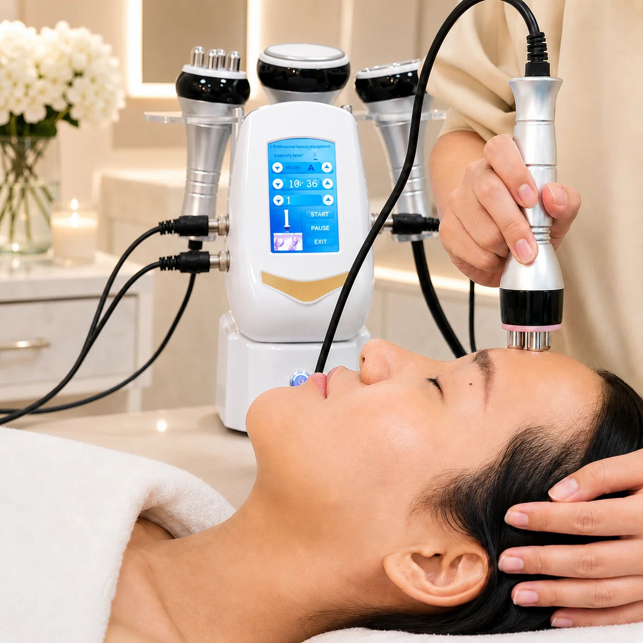 Professional Cavitation Machine with Massage Handles, Beauty Body Care Device for Home and Salon Use, Overseas Warehouse Shipmen