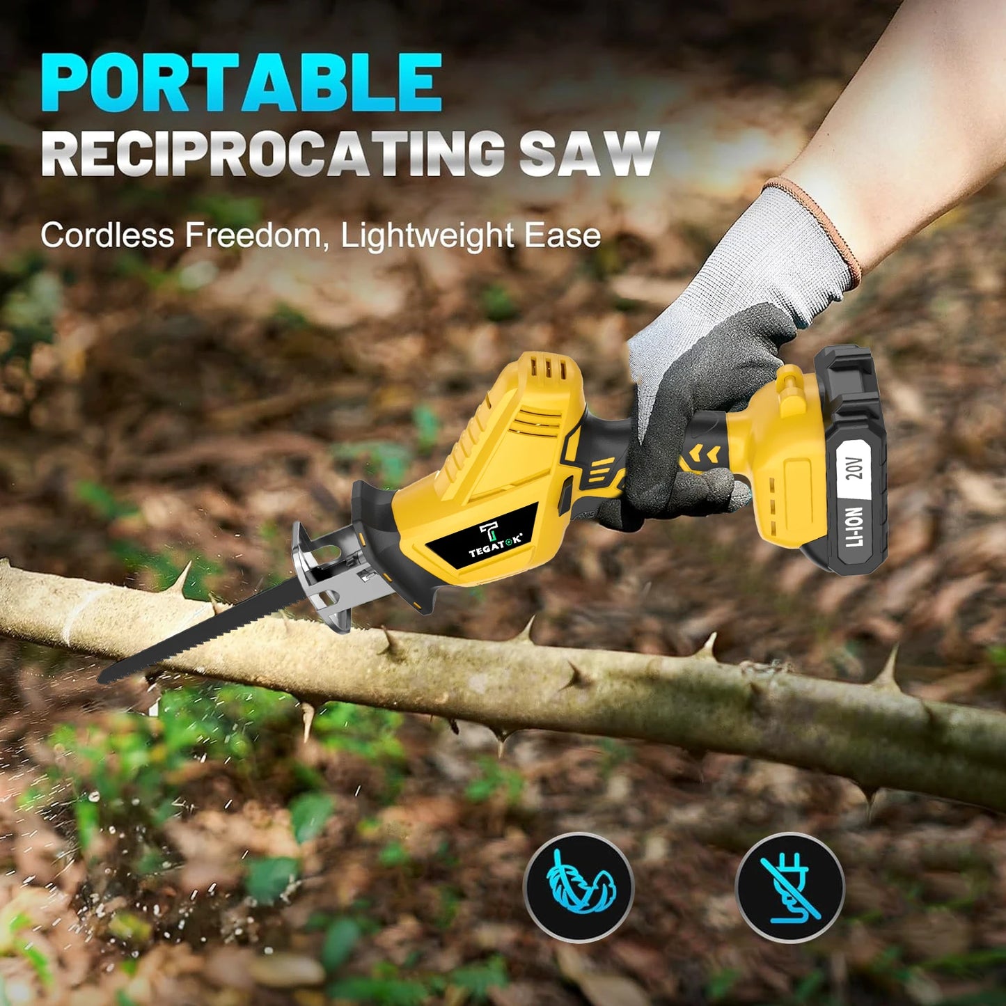 Cordless Reciprocating Saw Horse Knife Saw Cutting Tool Home DIY Wooden Metal PVC Pipe Cutting Tool 20V with Battery