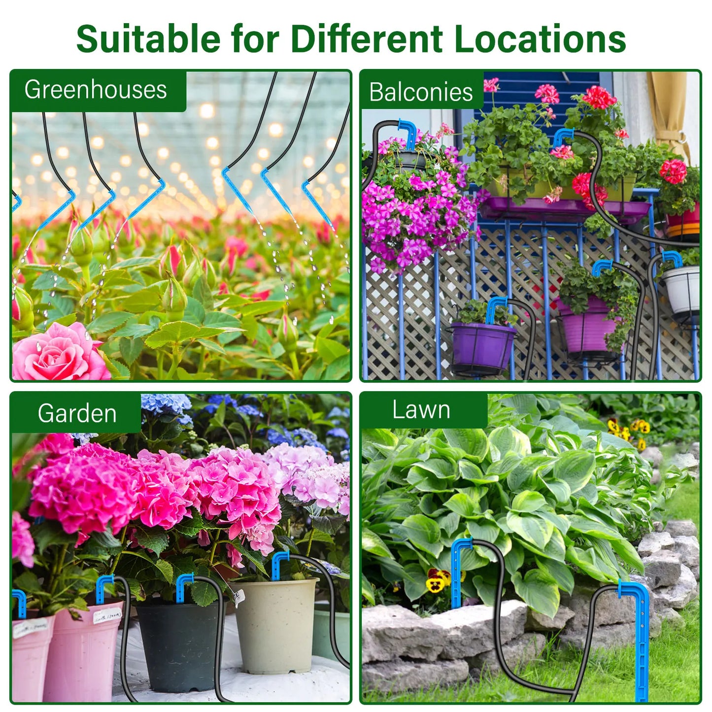 Solar Drip Irrigation Watering System  with 300 Watering Programmes, Garden Balcony Watering Kit with 10M Hose&10 Drip Tips etc, Suitable for Vegetables/Potted Plants/Fruit Trees