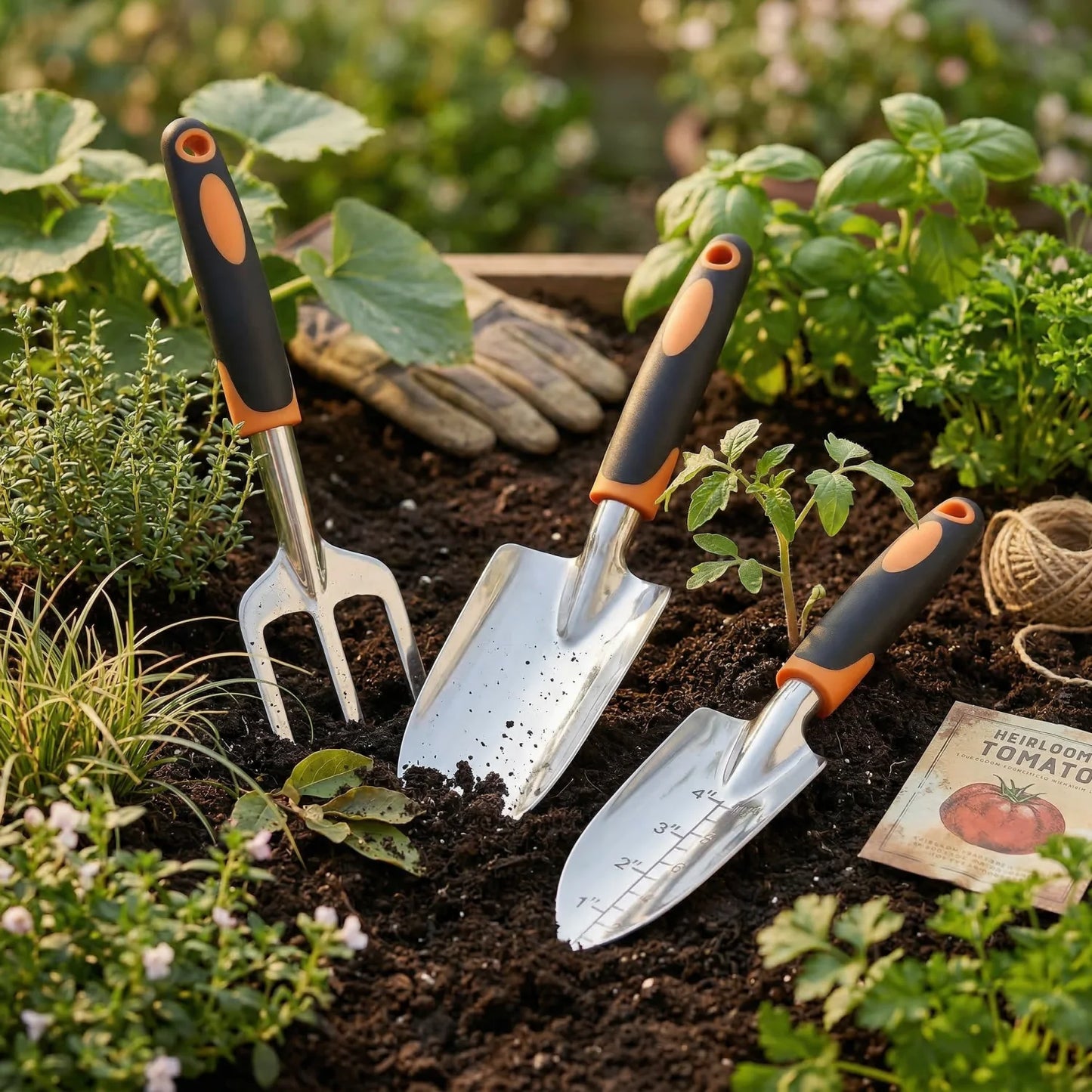 Precise Control Gardening Tools Set - 3-Piece Magnesium-aluminum alloy Hand Trowel, Ergonomic Handles for Weeding & Planting
