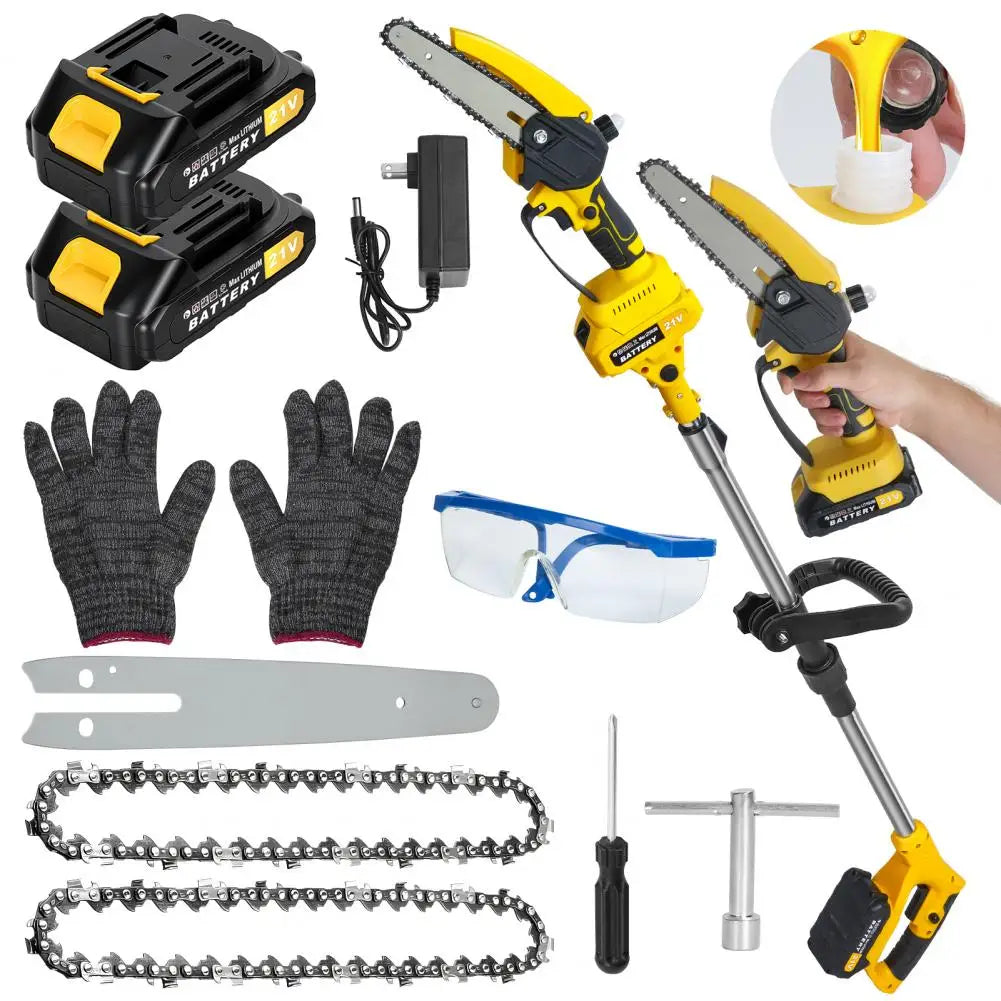 2 in 1 Cordless Pole Saw & Mini Chainsaw, 6-inch Brushless Electric Chain Saw, 5.9 Feet MAX Reach Pole Saw for Tree Pruning