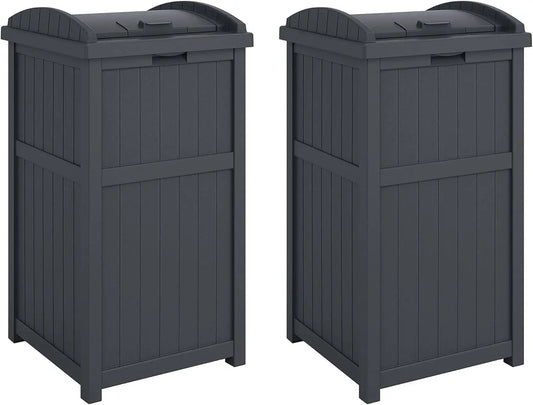 Suncast 30 Gallon Outdoor Trash Hideaway Resin Refuse Container Lid Cyberspace Concealed Waste Storage Patio Backyard Garden