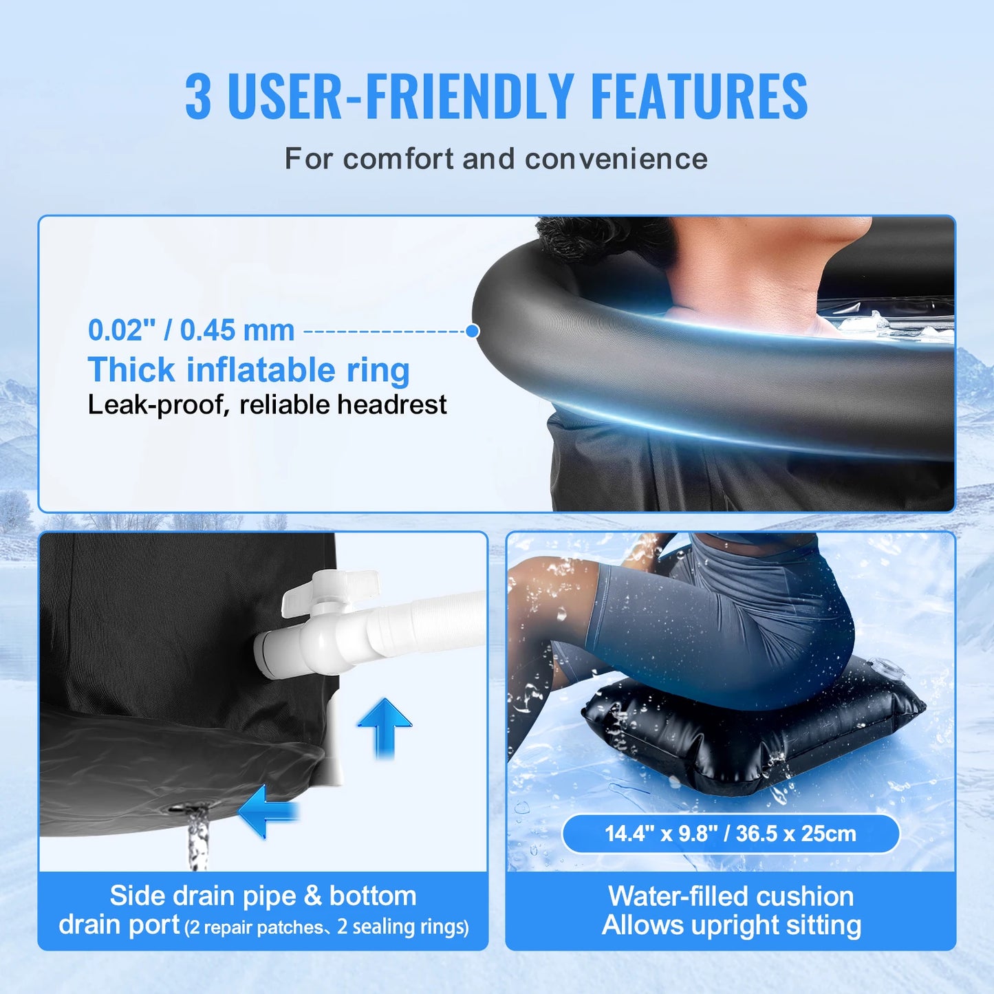 SucceBuy Ice Bath Tub Plunge Portable Ice Barrel Plunge Pool Cold Water Therapy for Athlet Recovery Fold Bathtub with Cover