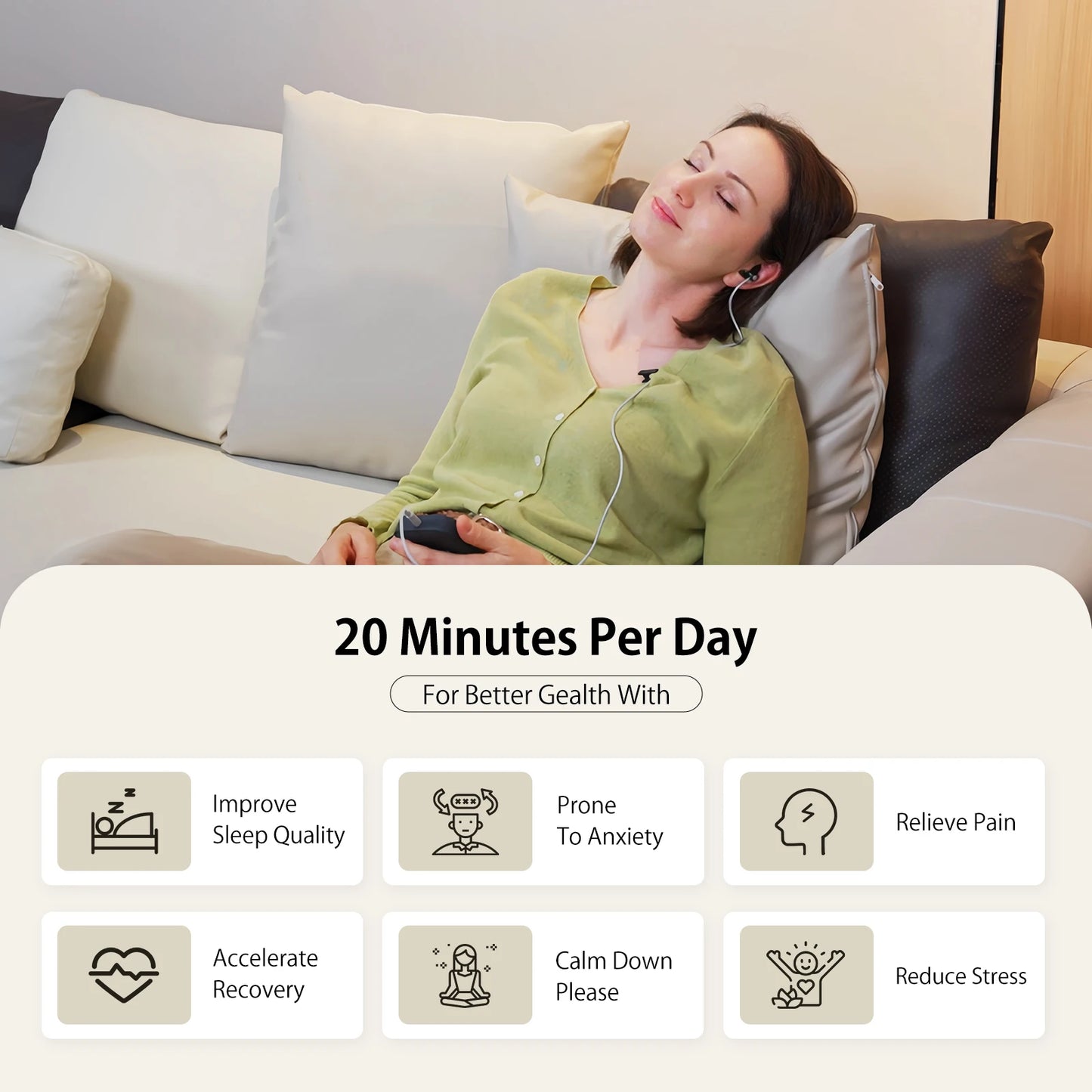 ZenoWell Vita Vagus Nerve Stimulation for Deep Sleep, Anxiety Relief HRV Optimization – Drug-Free Calm Stress Resilience
