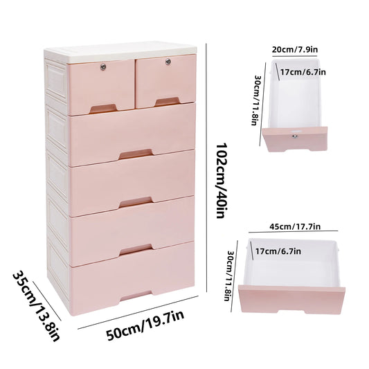 Classic 6 Drawer Plastic Dresser Storage Tower Closet Organizer Unit for Home Office Bedroom