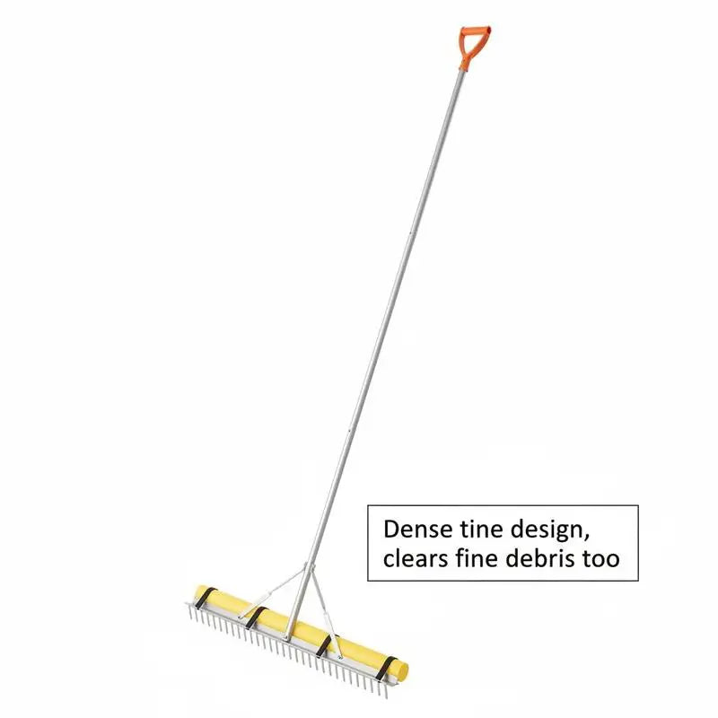 Aluminum Leveling Tool 36" Head 102" Handle For Garden Yard Beach, Heavy Duty Large Rake Loosening Soil Pond Gravel Lawn Care 52ft Rope
