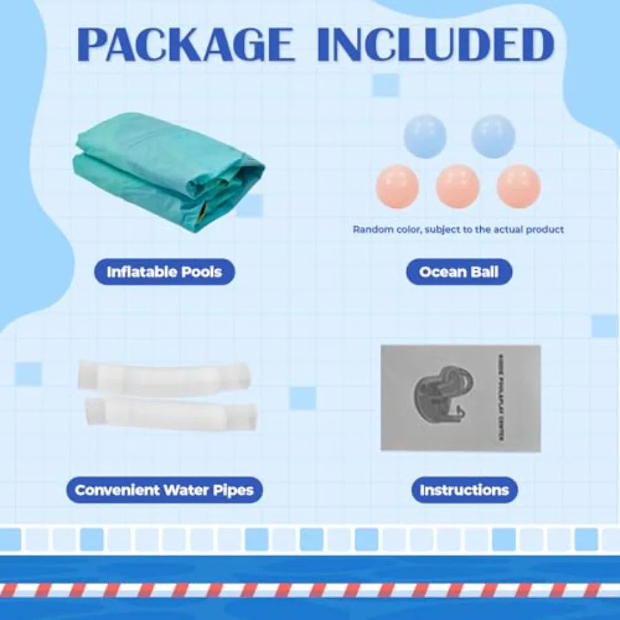 Inflatable Kiddie Pool 110 x 66 x 40 with Water Slide and Play Center for Outdoor Summer Water Toys with Sprayers Ring Toss Bal