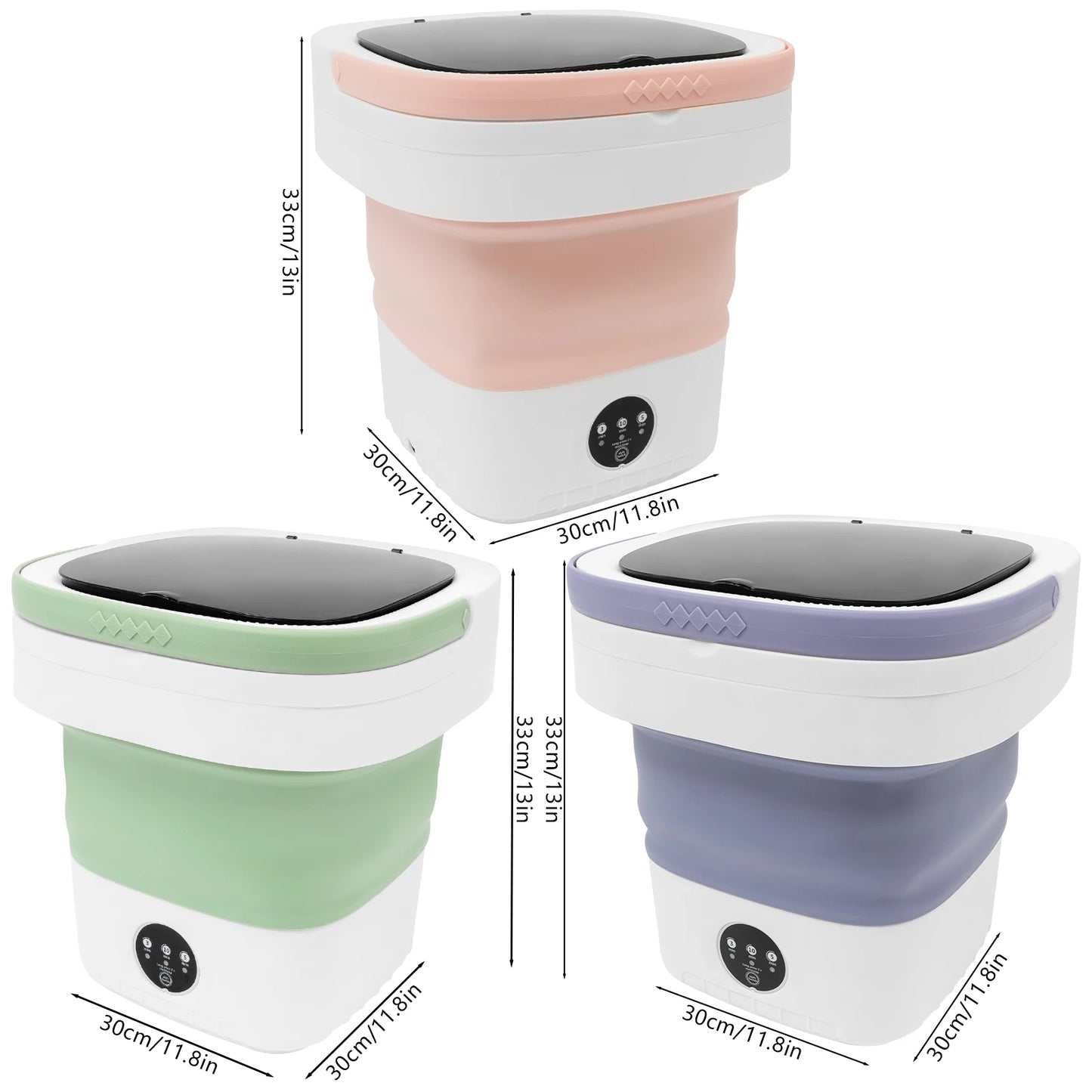 Mini Foldable Washing Machine 12L Capacity Pure Copper Motor 3 Washing Modes Easy To Move for Baby Clothes Underwear