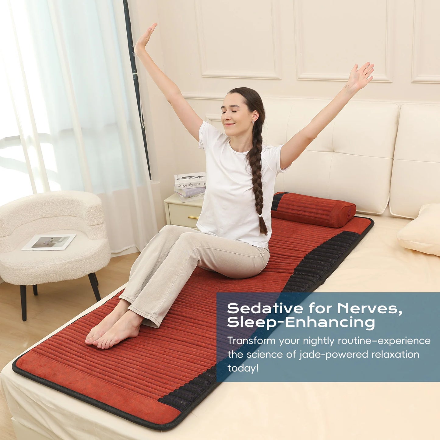 Luxuryade D190 Pemf  Amethyst Mat Far Infrared Bio Therapy Heating Tourmaline Crystal Body Massage Mattress