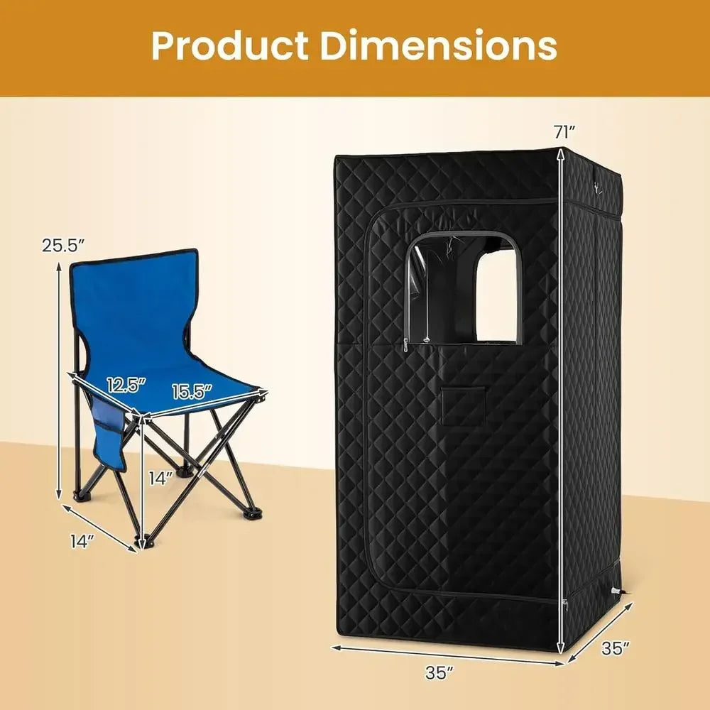 Portable Home Steam Sauna Tent with 1200W Heater, Adjustable Temp, Remote, 99-Min Timer, 35x35x71