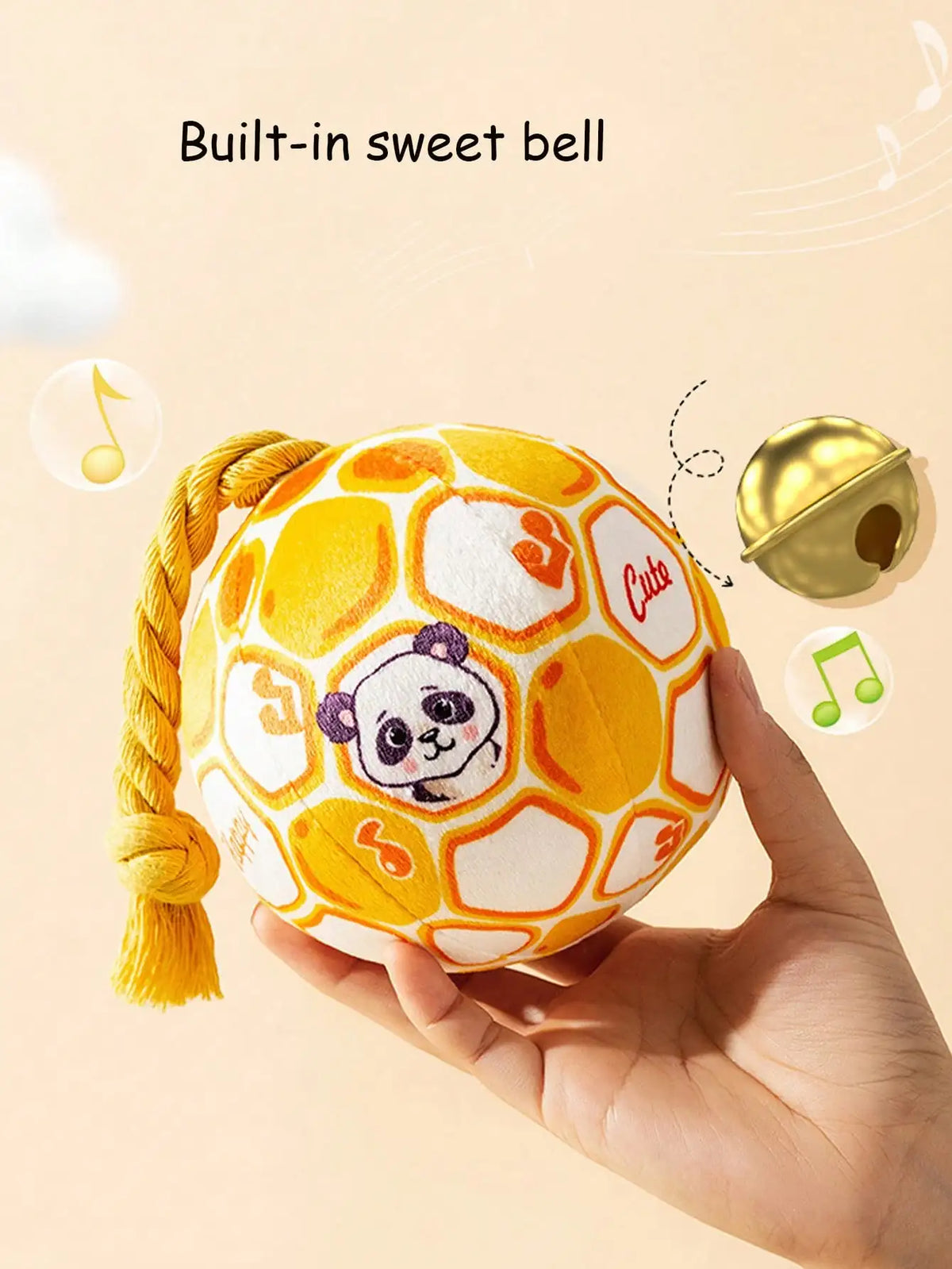 Cartoon Pattern Dog Toy Ball With Rope, Squeaky, Durable, Interactive, Suitable For Training And Entertaining Small To Medium Dogs