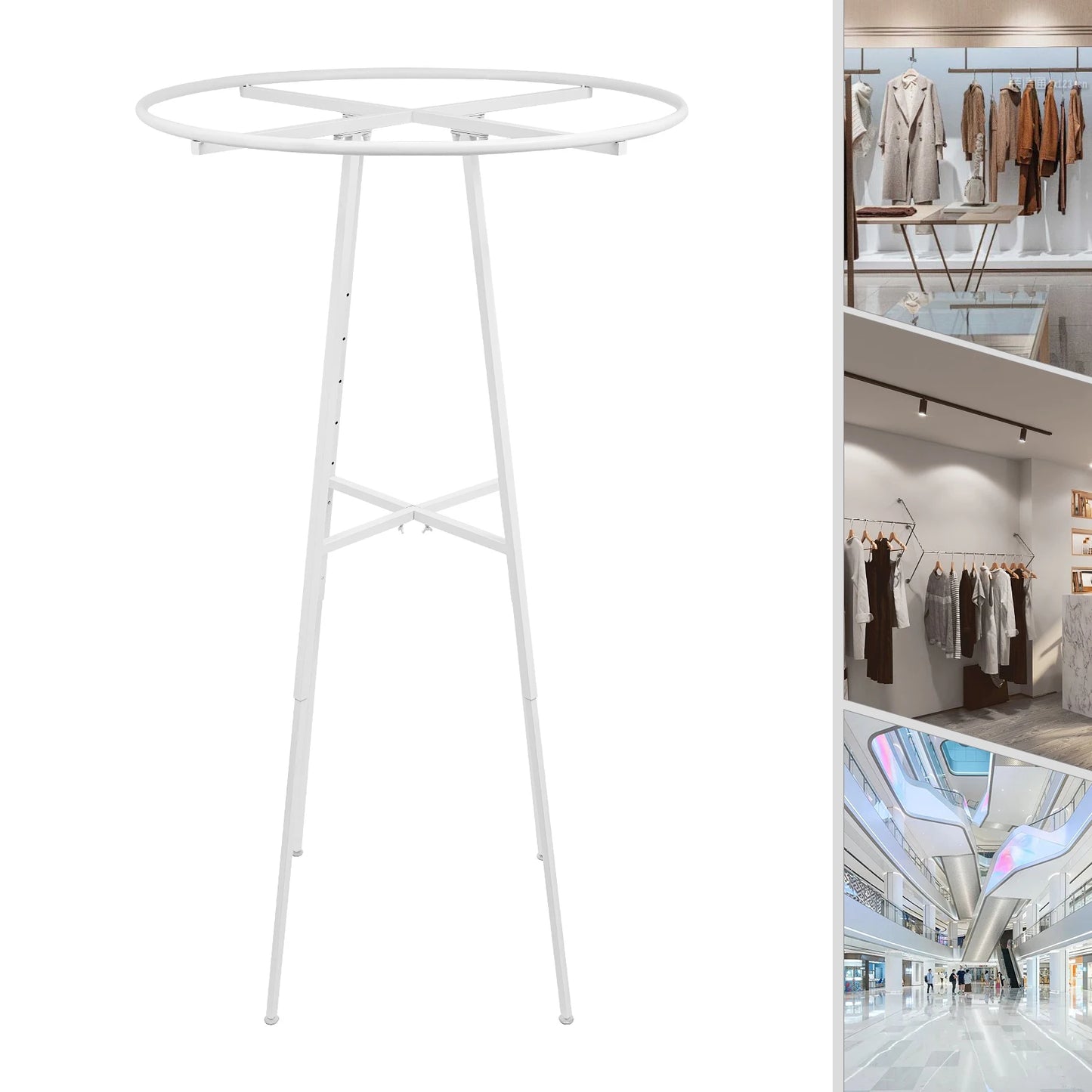 360° 4-6ft Round Clothing Rack  Display Floor Standing Steel Rustproof Garment Hanger Organizer for Bedroom Retail Store Boutique Laundromat Studio Home Entryway Coat Stand