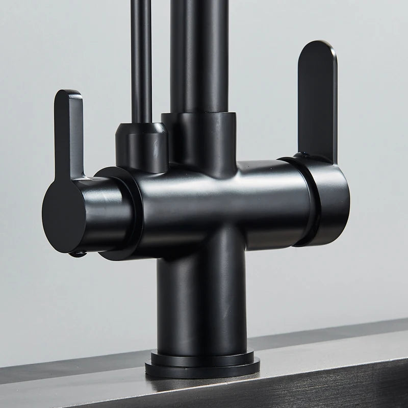 Shinesia Touch Sensor Filter Kitchen Faucet Gourmet Pull Out Pure Water Tap Dual Handle Black Kitchen Sink Mixer