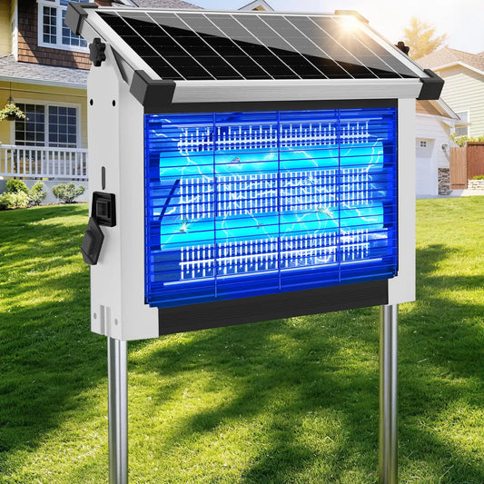 Solar Bug Zapper Outdoor, 4500V Mosquito Zapper with Panel Sensor, Waterproof Electric Fly Zapper for Garden Patio Camping
