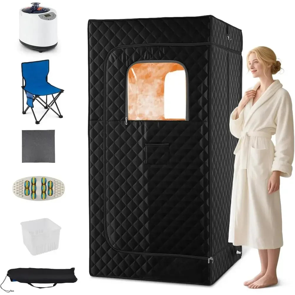 Portable Home Steam Sauna Tent with 1200W Heater, Adjustable Temp, Remote, 99-Min Timer, 35x35x71