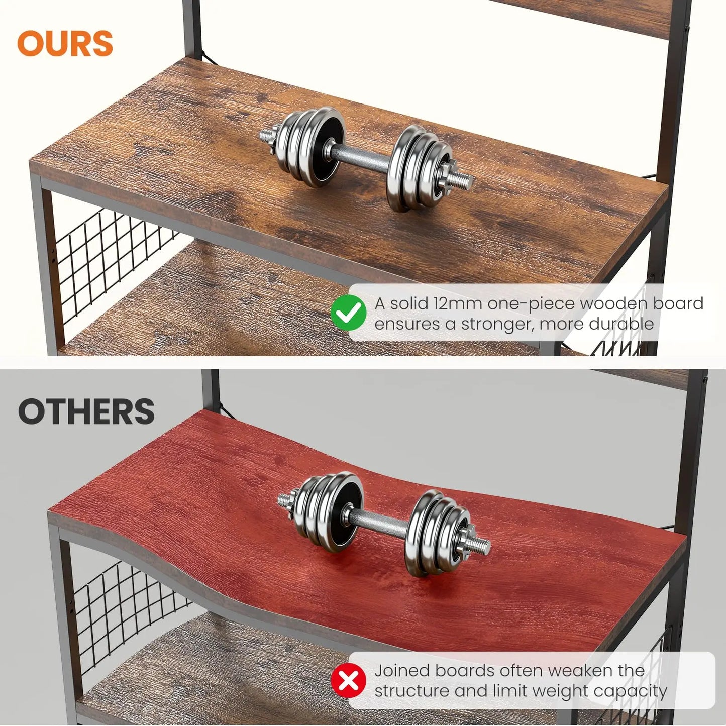 JHK 31.5 Inch Kitchen Bakers Rack with Power Outlet Coffee Bar Table 4 Tiers Microwave Oven Stand Adjustable Storage Shelf