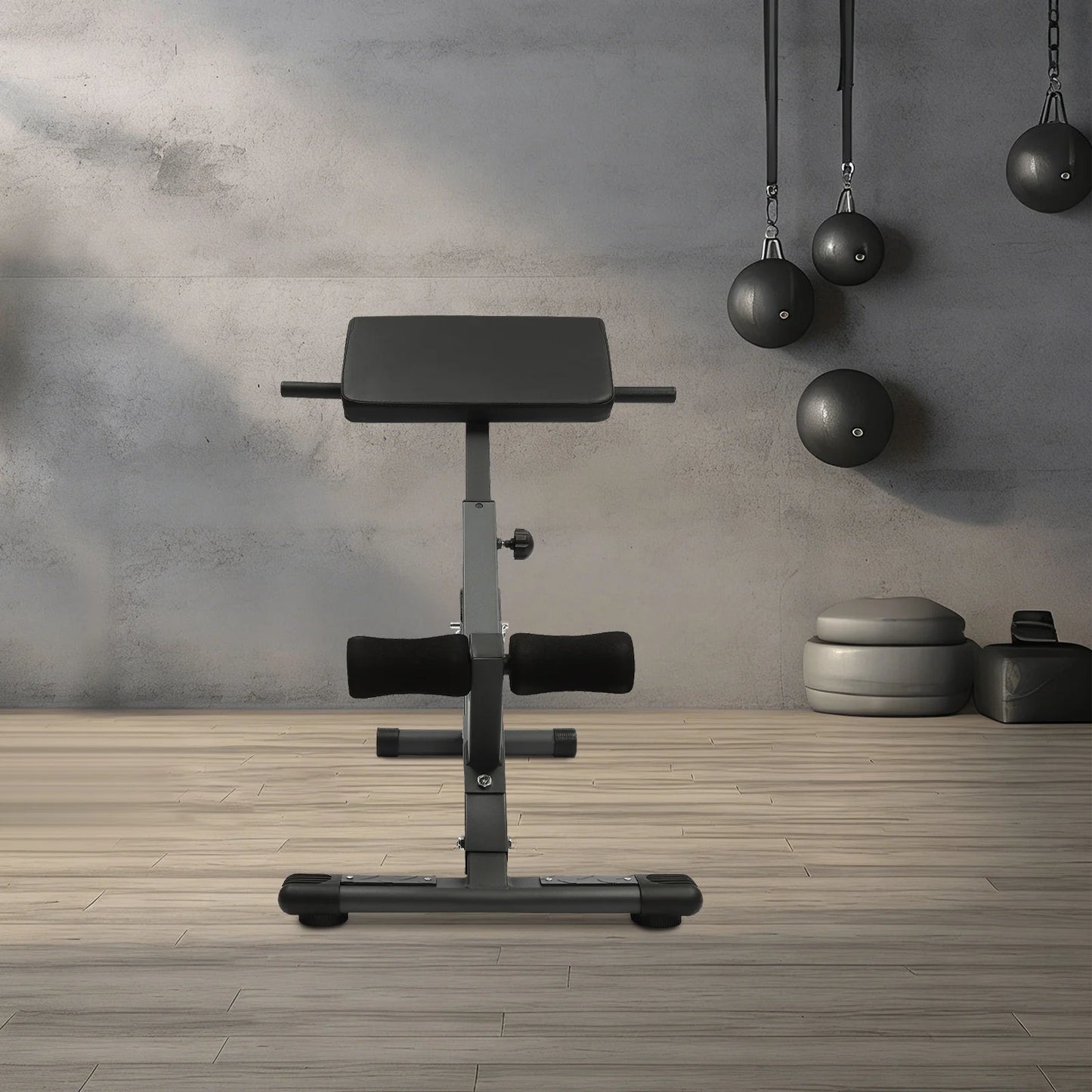 Black / White Roman Chair, Foldable Dumbbell Stool Fitness, Training Bench, 5-Position Adjustable, Steel 330lbs Load, PU Ab Pad, Foam Leg Support, Powder-Coated, Easy Assembly, Anti-Slip Feet, Core Back Ab Exercise, Home Gym