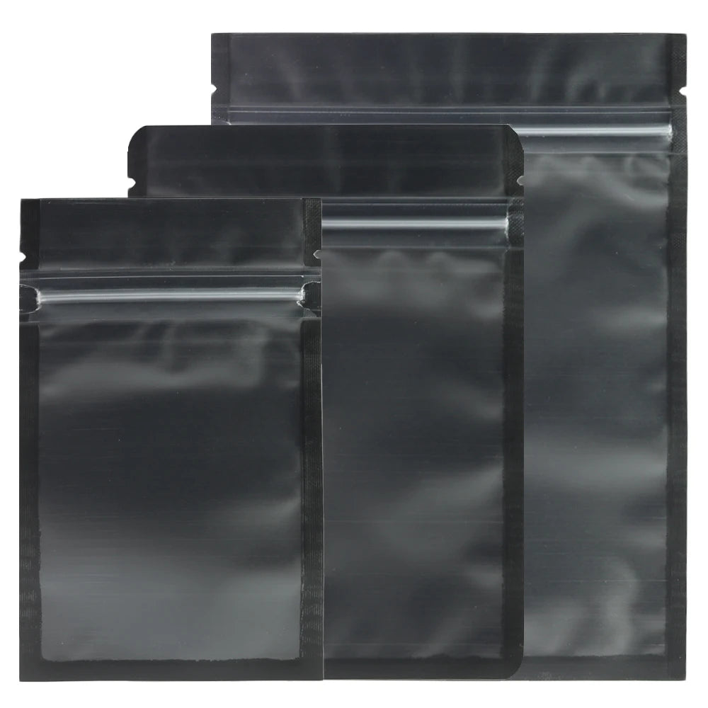 Resealable Zip Lock Bags Food Product Heat Sealable Packing Bag, 100PCS PET Plastic Mylar Pouch with Frosted Window