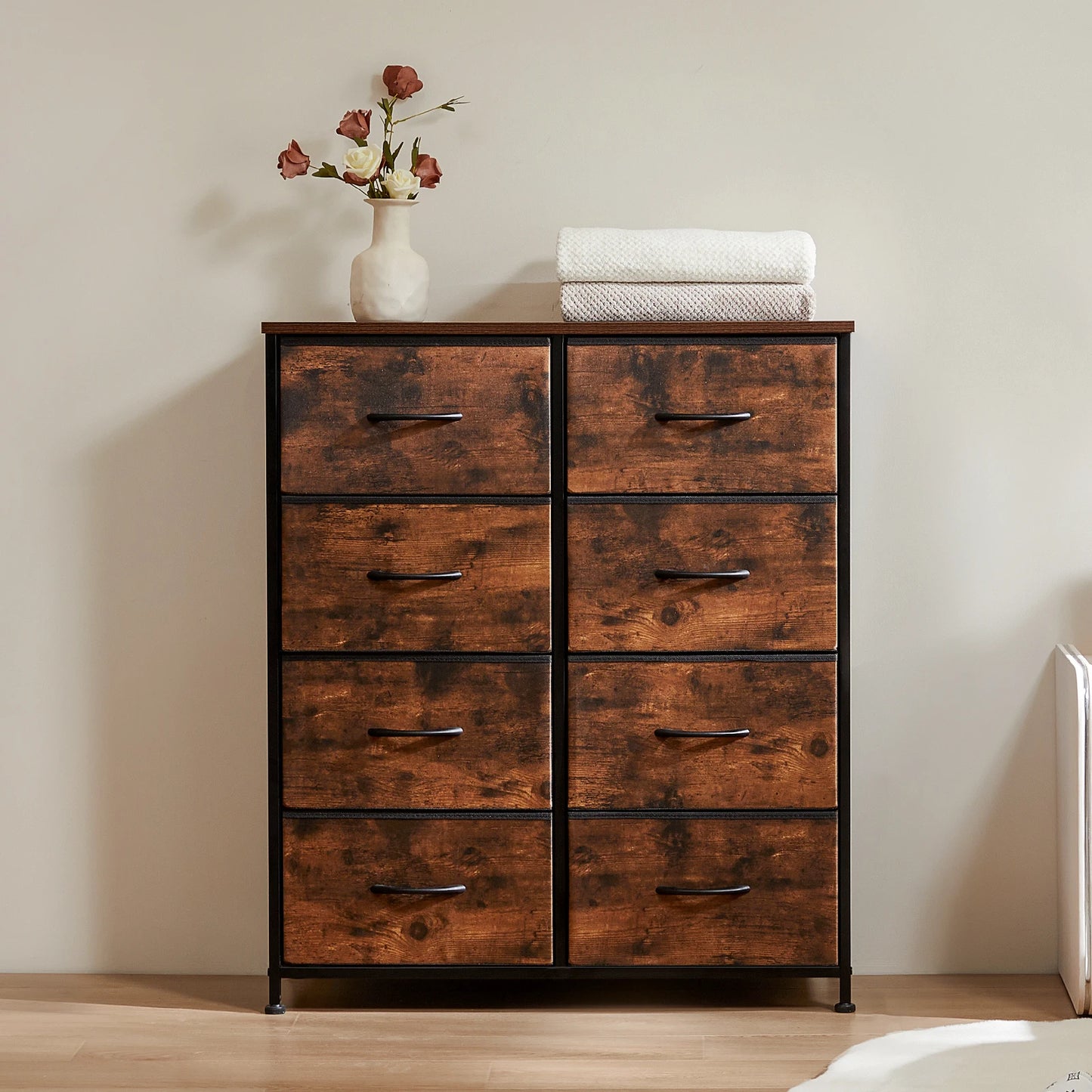 MCQ Fabric 8 Drawers Cabinet For Living Room Beside Nightstand Dresser Tables Storage Closet Chest Clothes Display Furniture