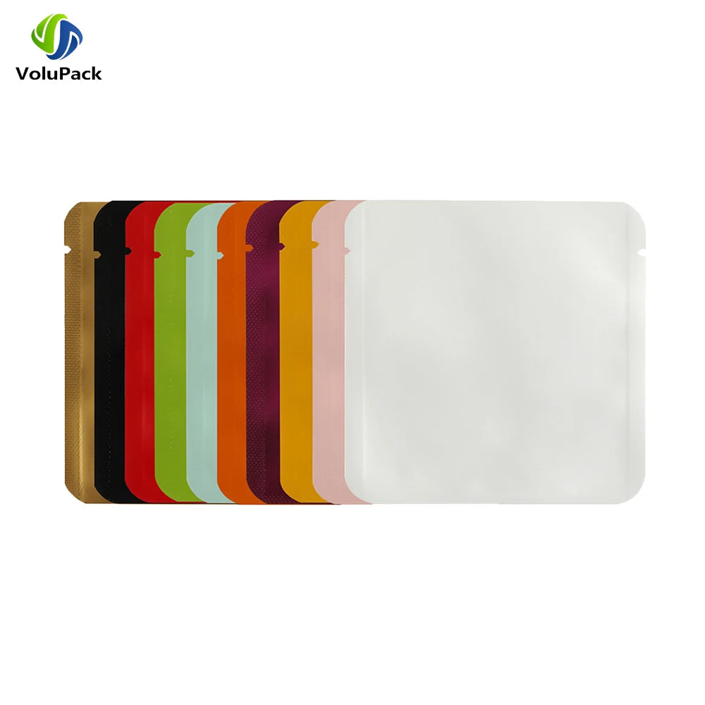100PCS Aluminum Foil Matte Mylar Packaging Bags Water Proof  Tear Notch Round Corner Bag Flat Heat Sealing Storage Pouches